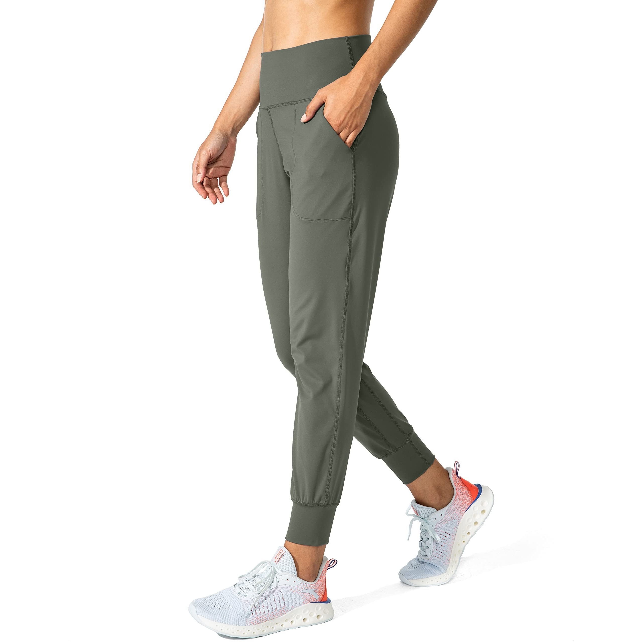 G Gradual Women's Joggers High Waisted Yoga Pants With Pockets Loose Leggings For Women Workout, Athletic, Lounge (Grey Sage, Large)