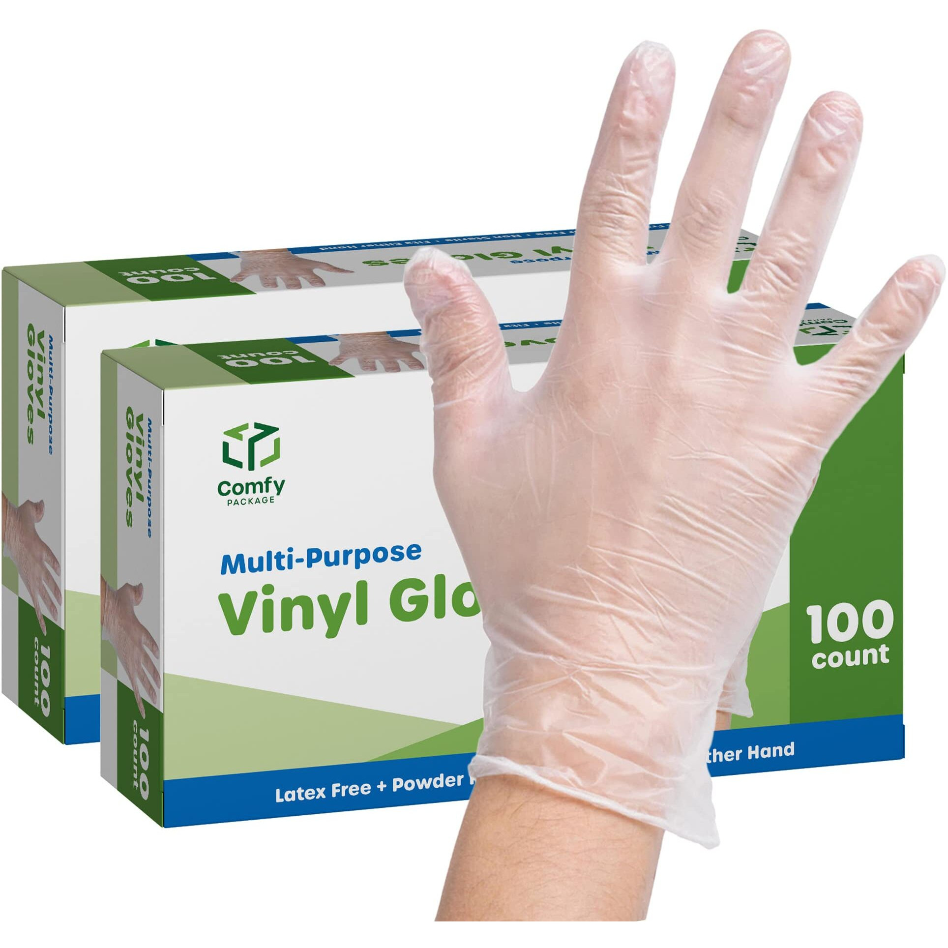 200 Pack] Clear Powder Free Vinyl Disposable Plastic Gloves - X-Large