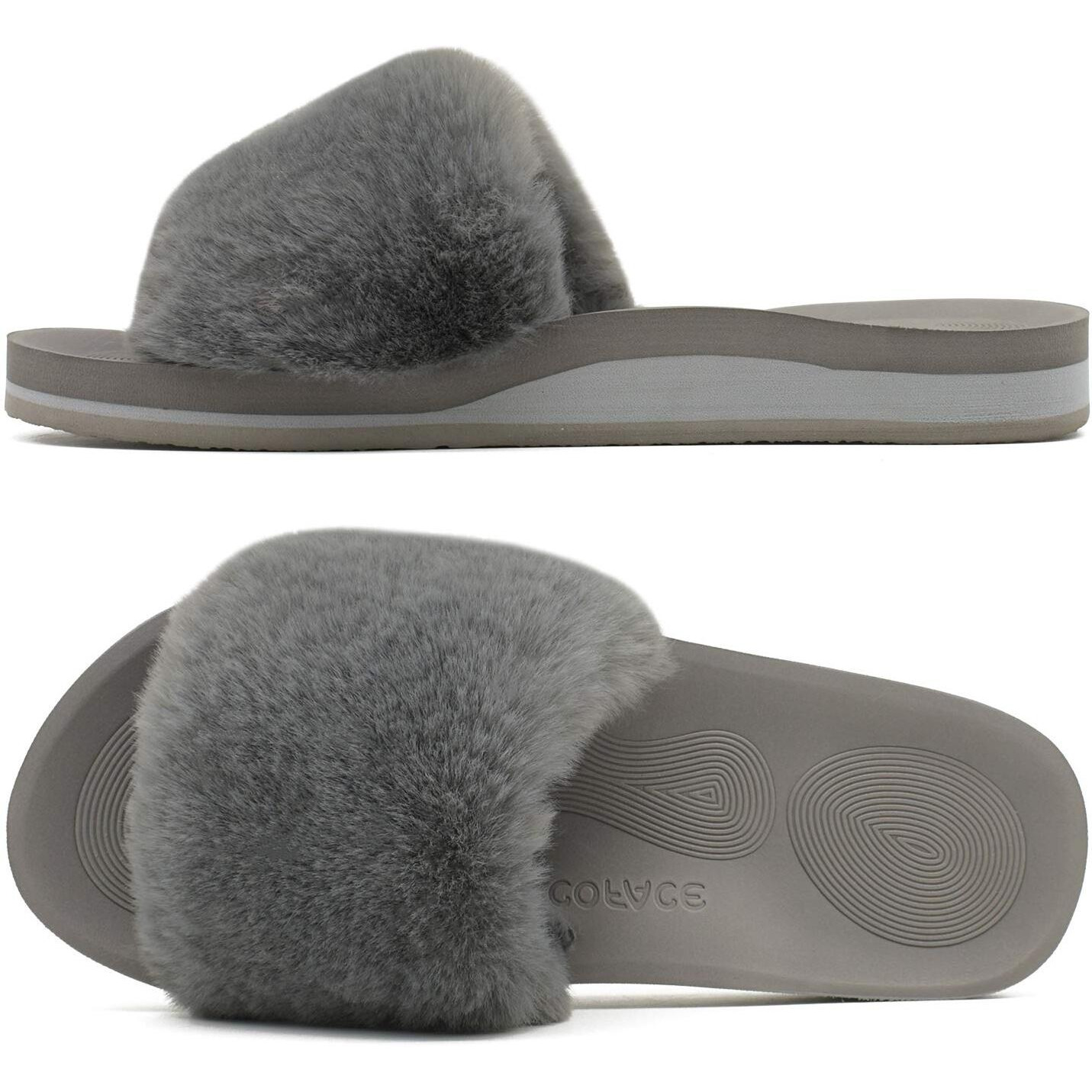 Coface Womens Slides Fuzzy House Slippers For Women Open Toe Fluff Slippers With Arch Support Plantar Fasciitis Orthotic Slippers Women House Shoes Indoor Size 6