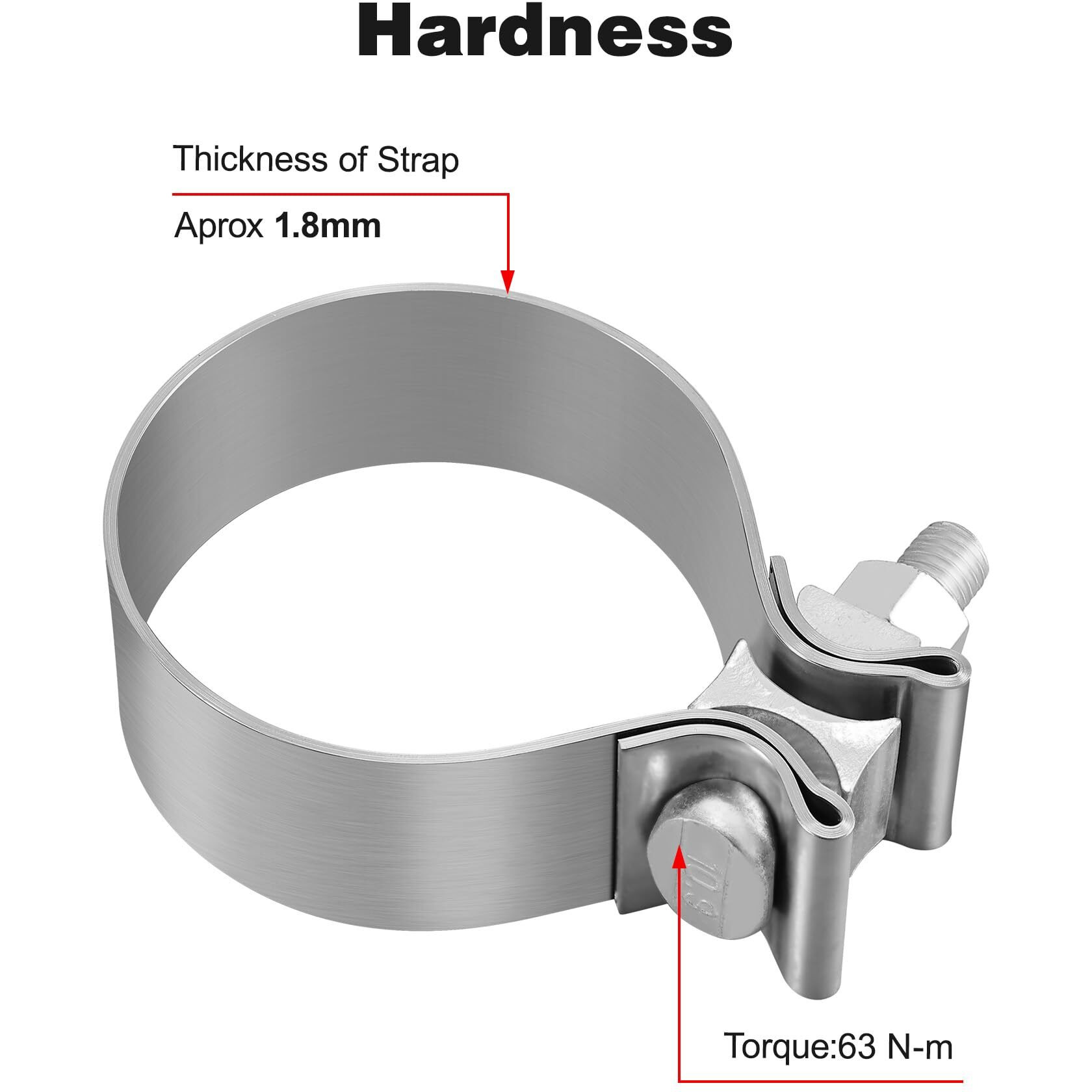 Evil Energy 2.0 Inch Exhaust Clamp,Narrow Band Muffler Clamp Stainless Steel For Pipes,Mufflers,Catalytic Converters 2Pcs