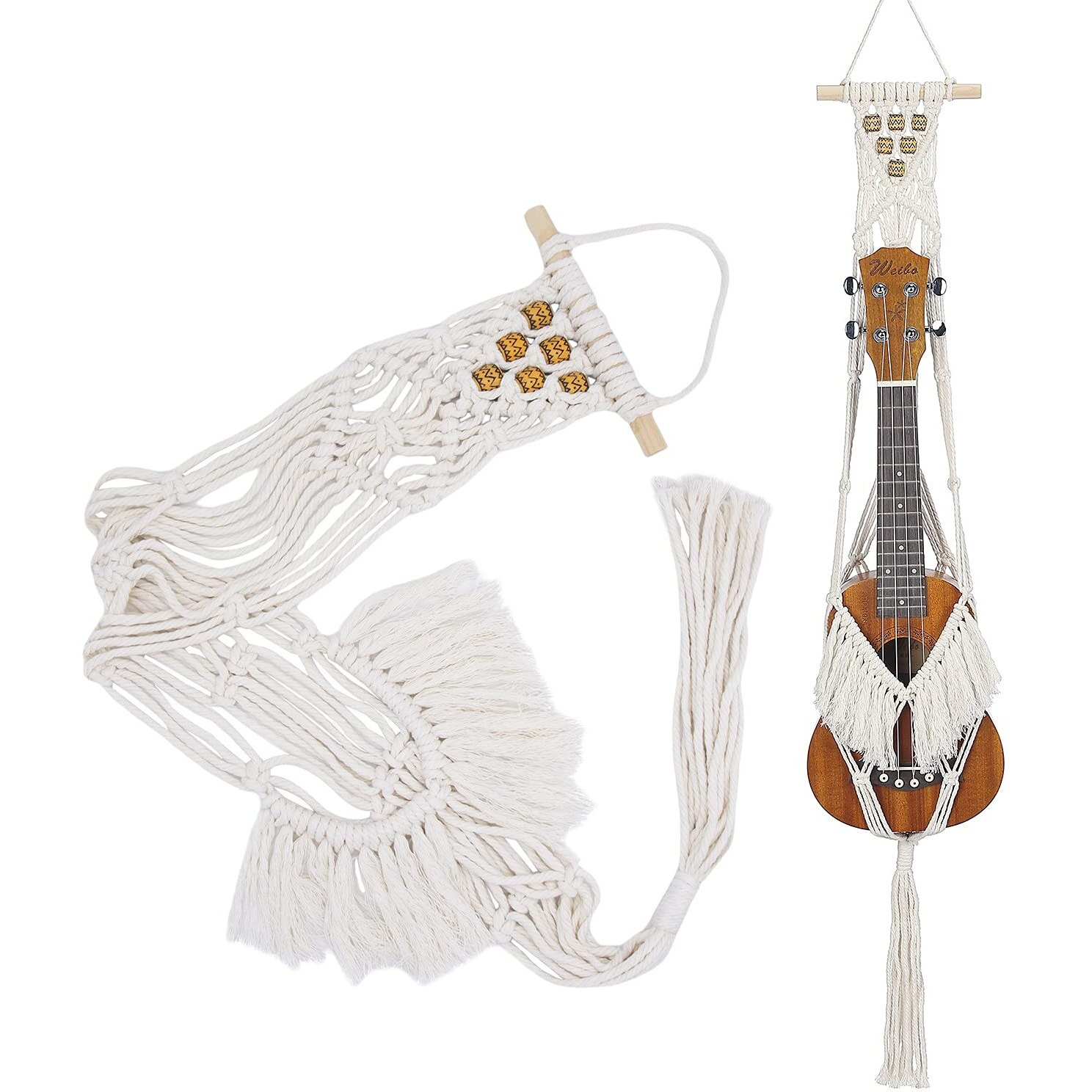 Majowir Ukulele Hanger Macrame Wall Mount Hanger Stand Holder For Soprano Ukulele Wall Decor Ukulele Case Alternative Kit