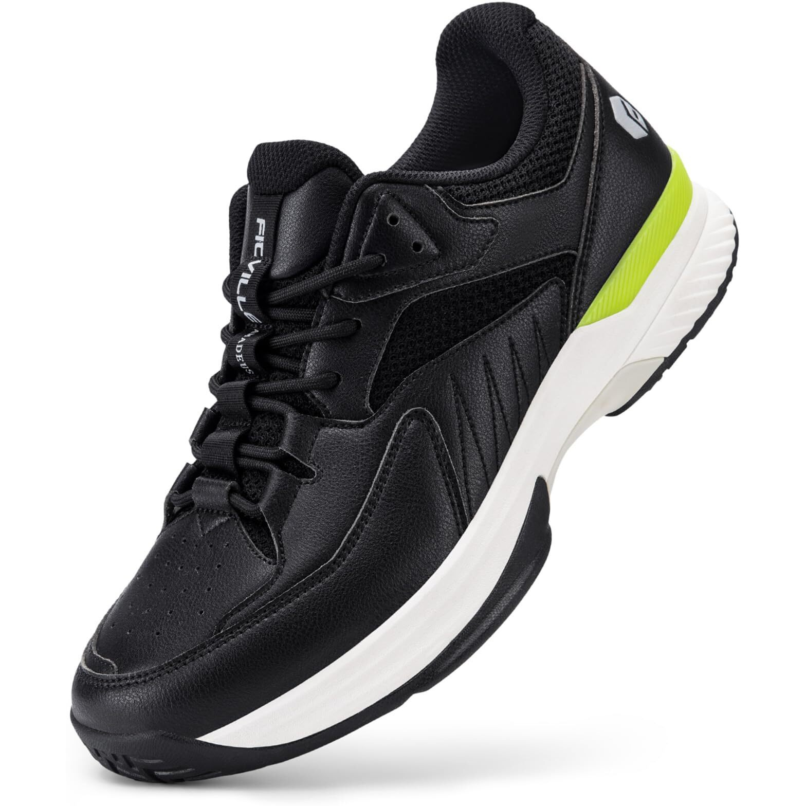 Fitville MenS Wide Pickleball Shoes All Court Tennis Shoes With Arch Support For Plantar Fasciitis (Black, 8.5 X-Wide)