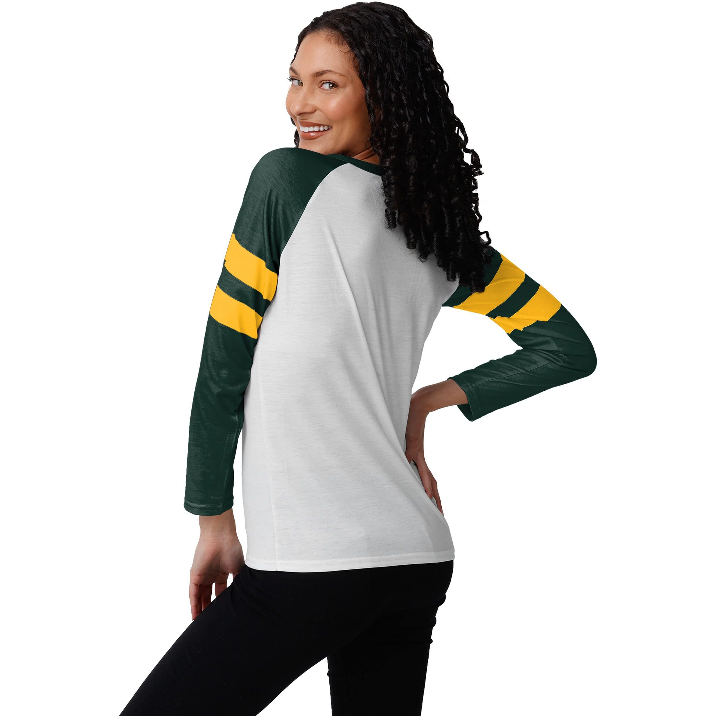 Foco Womens Nfl Team Logo Ladies Fashion Long Sleeve Henley Shirt, Big Logo, Small Us