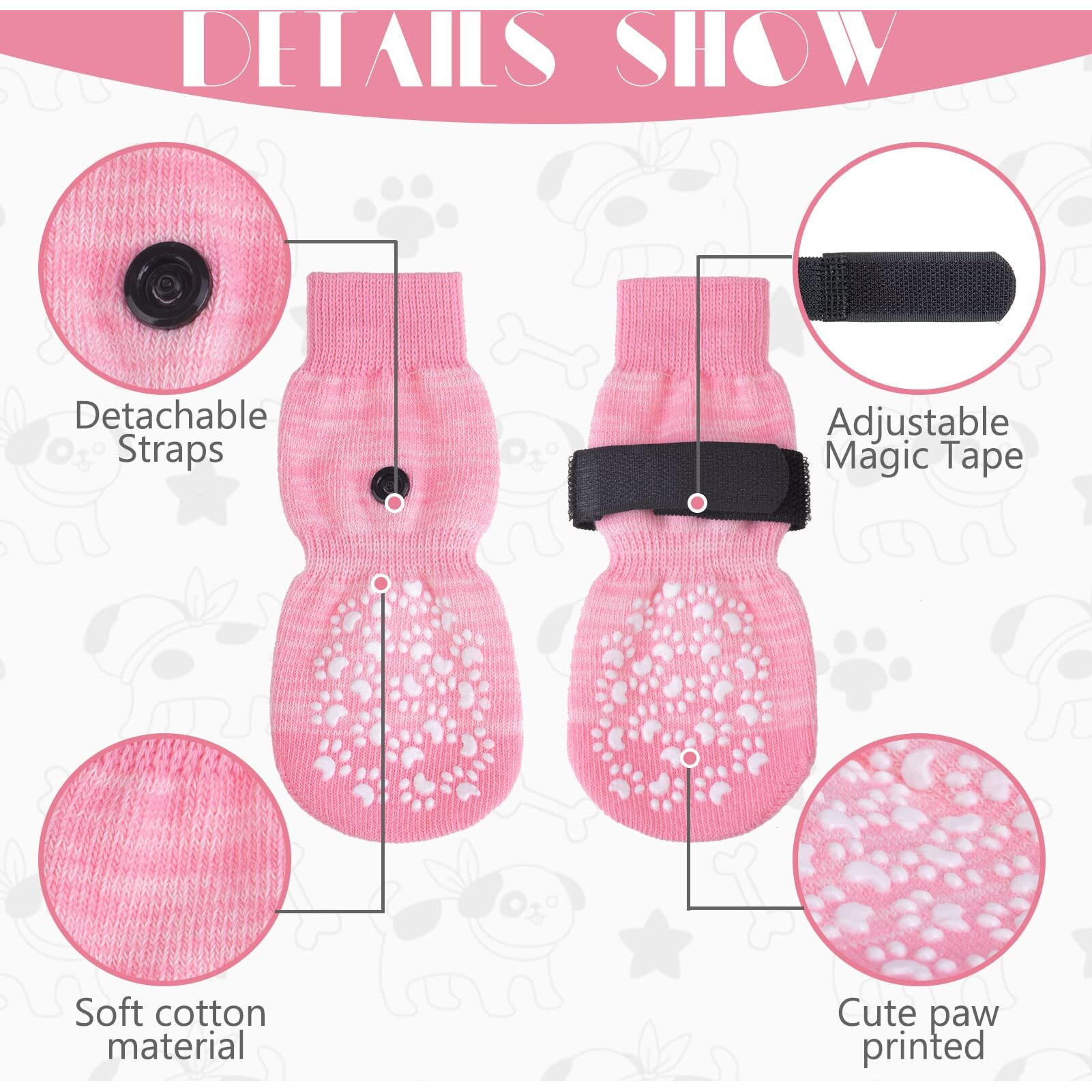 Expawlorer Anti Slip Dog Socks To Prevent Licking Paws, Dog Shoes For Hot Pavement, Dog Booties For Small Medium Large Senior Dogs, Traction Control Dog Boots & Paw Protectors For Hardwood Floors