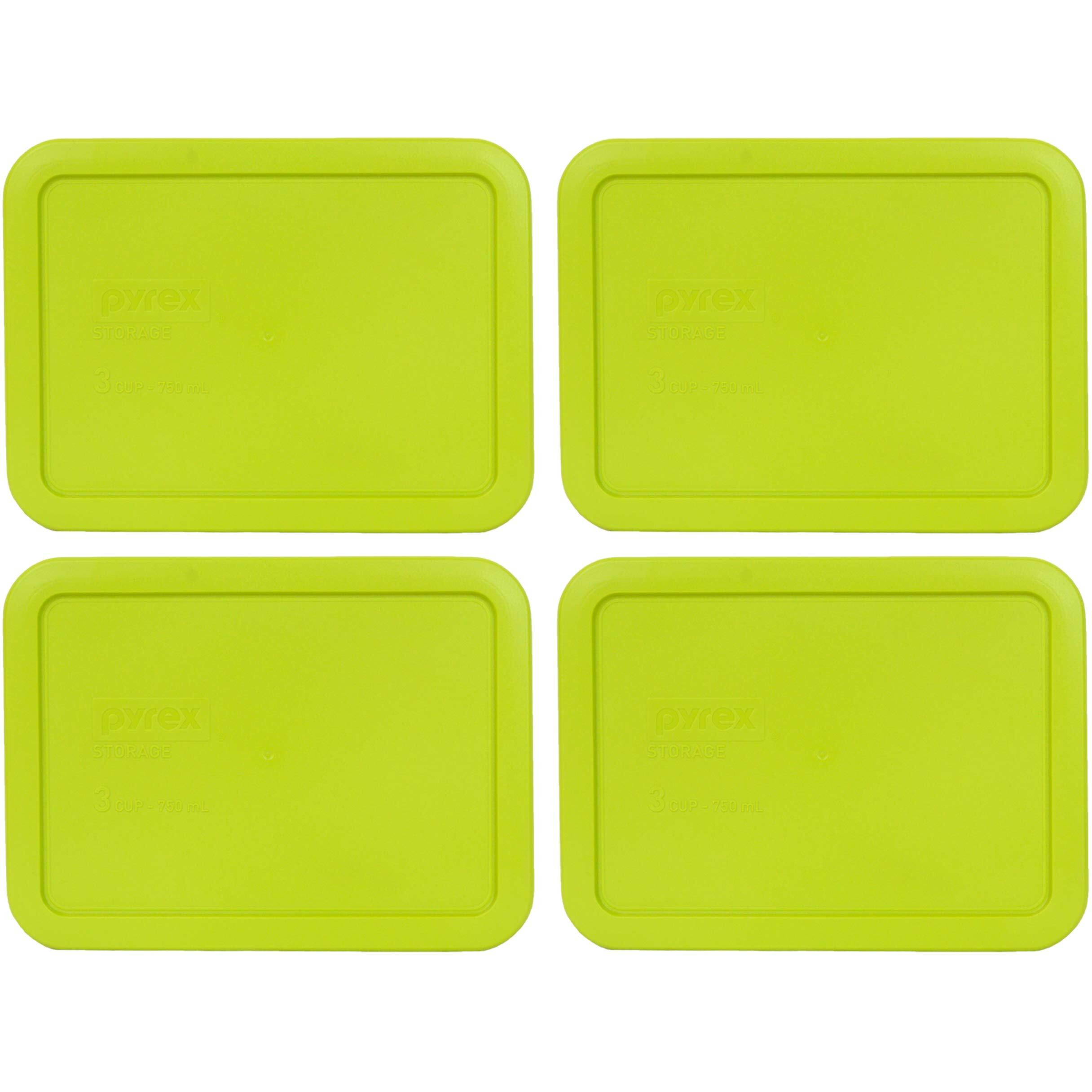 Pyrex 7210-Pc 3-Cup Edamame Green Plastic Food Storage Lid, Made In Usa - 4 Pack