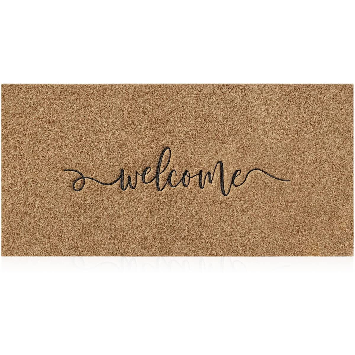 Aazzkang Brown Door Mat Large 18X48 Outdoor Welcome Mat With Durable Non Slip Rubber Backing Ultra Absorb Mud Easy To Clean Entry Doormat For Indoor High Traffic Areas Front Door