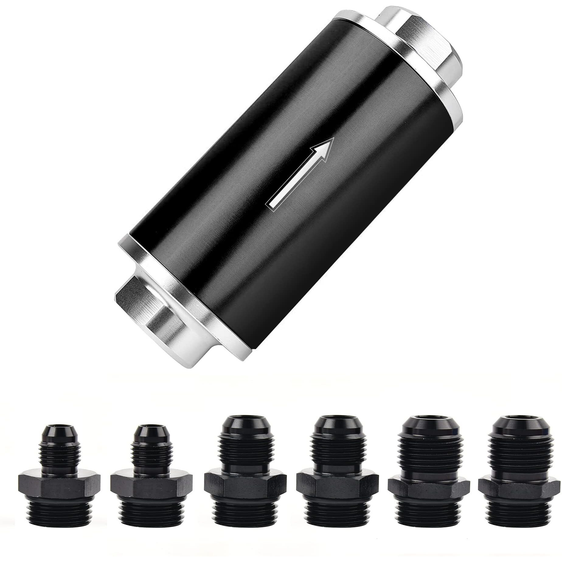 Evil Energy Inline Fuel Filter 100 Micron With 6An 8An 10An Adapter Universal 50Mm