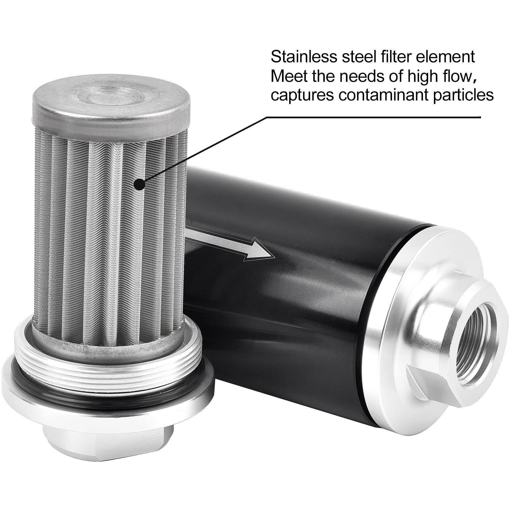 Evil Energy Inline Fuel Filter 100 Micron With 6An 8An 10An Adapter Universal 50Mm