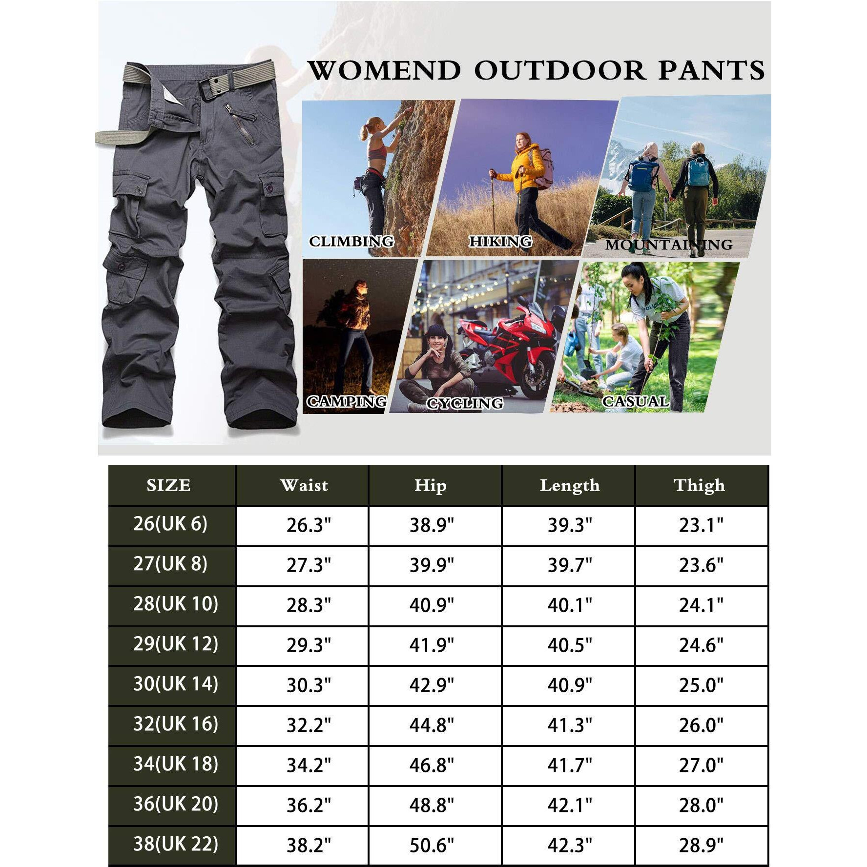 Xnmaya Cargo Pants For Women, Military Army Camo Combat Trousers,Work Camping Hiking Casual Pants With Pockets Grey Us 4