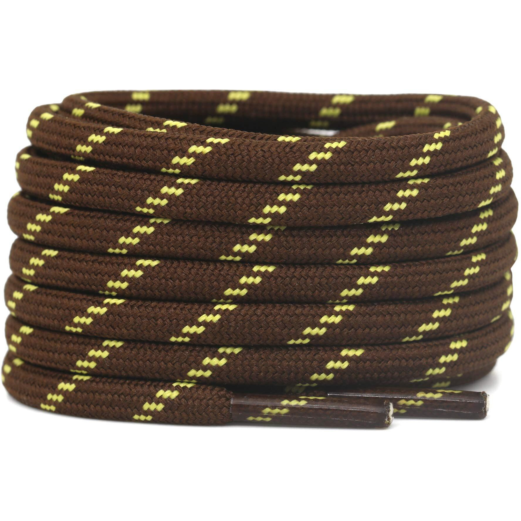 Delele 2 Pair Thick Round Climbing Shoelaces Coffee Yellow Dots Hiking Shoe Laces Boot Laces 57 Inch