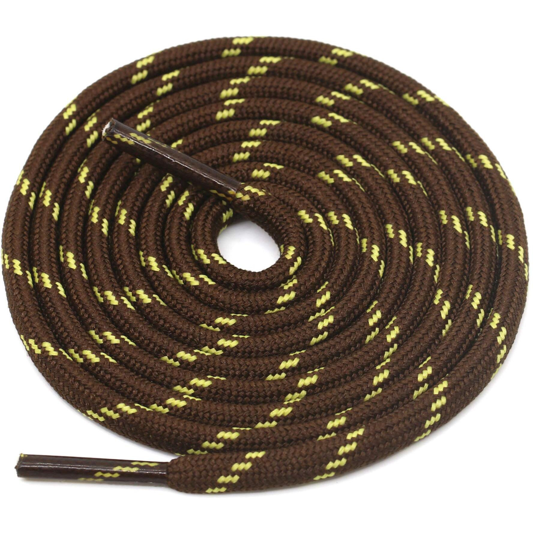 Delele 2 Pair Thick Round Climbing Shoelaces Coffee Yellow Dots Hiking Shoe Laces Boot Laces 57 Inch