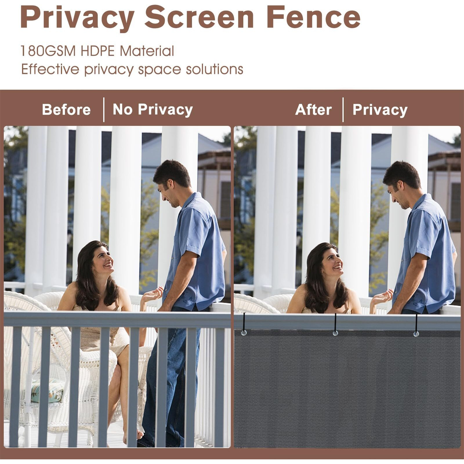 Sunny Guard 3.3'X19.7' Dark Grey Balcony Privacy Screen Fence, Apartments Deck Railing Screen, Heavy Duty Wind Screen For Outdoor,Backyard,Patio,Deck Privacy