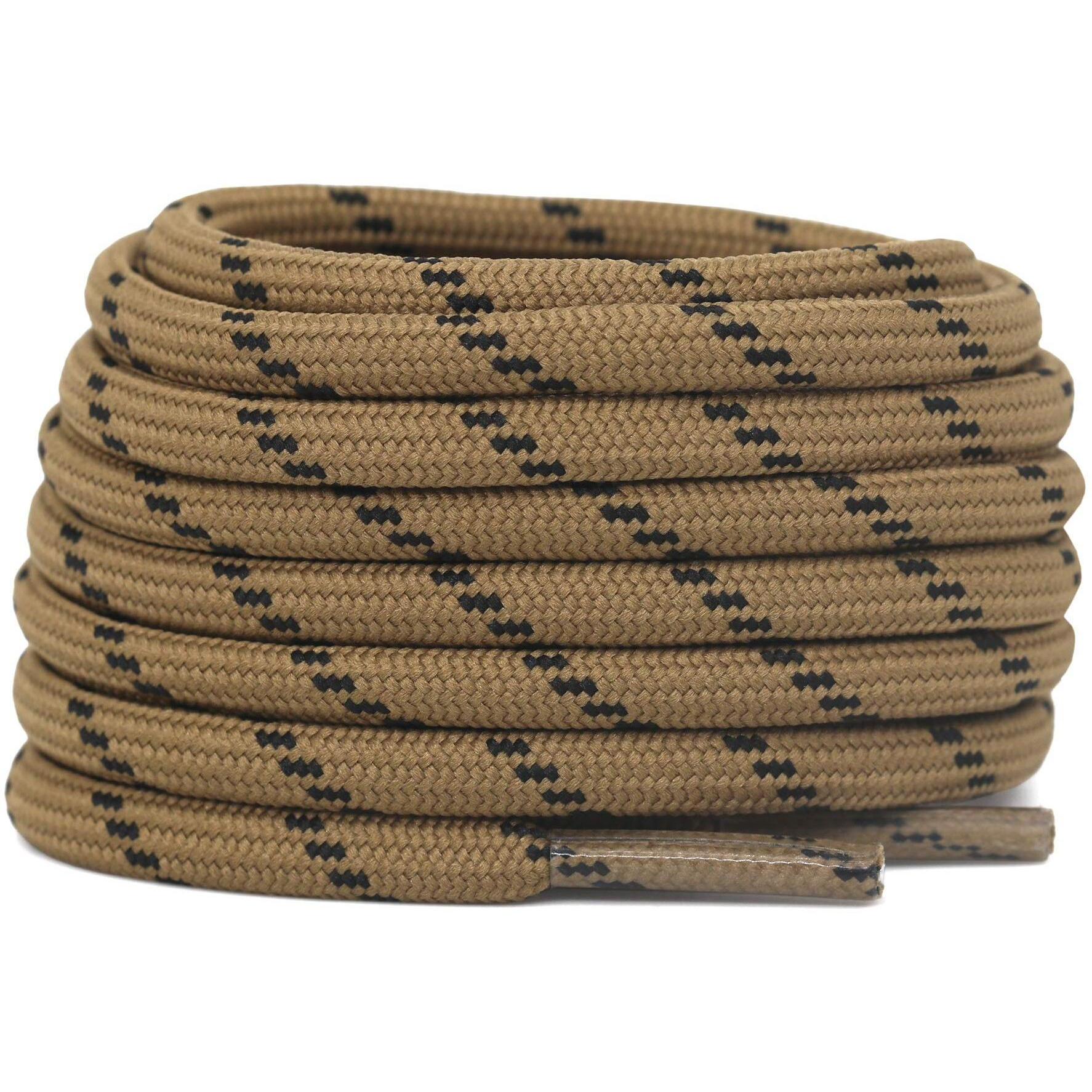 Delele 2 Pair Thick Round Climbing Shoelaces Light Brown Black Dots Hiking Shoe Laces Boot Laces 49 Inch