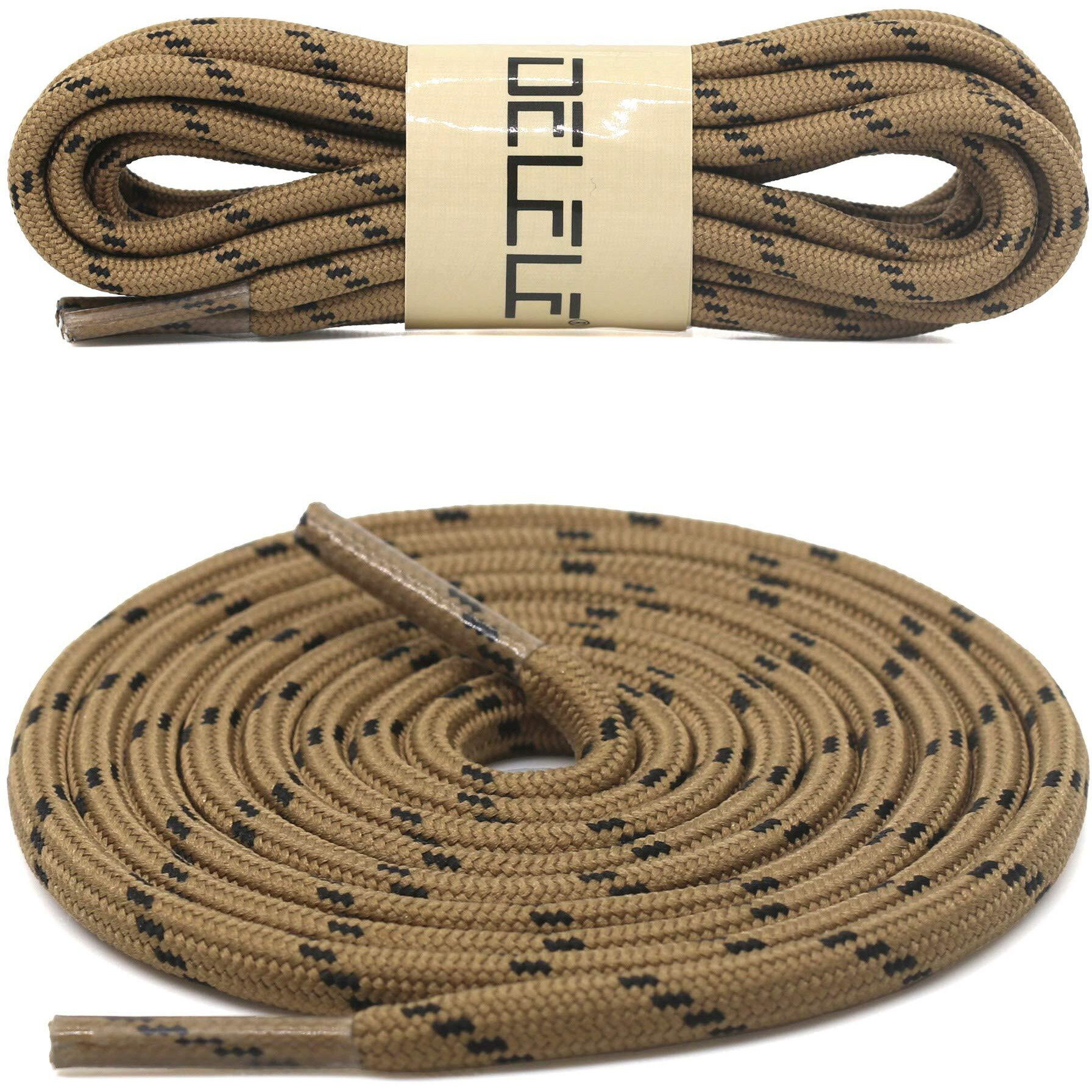 Delele 2 Pair Thick Round Climbing Shoelaces Light Brown Black Dots Hiking Shoe Laces Boot Laces 49 Inch