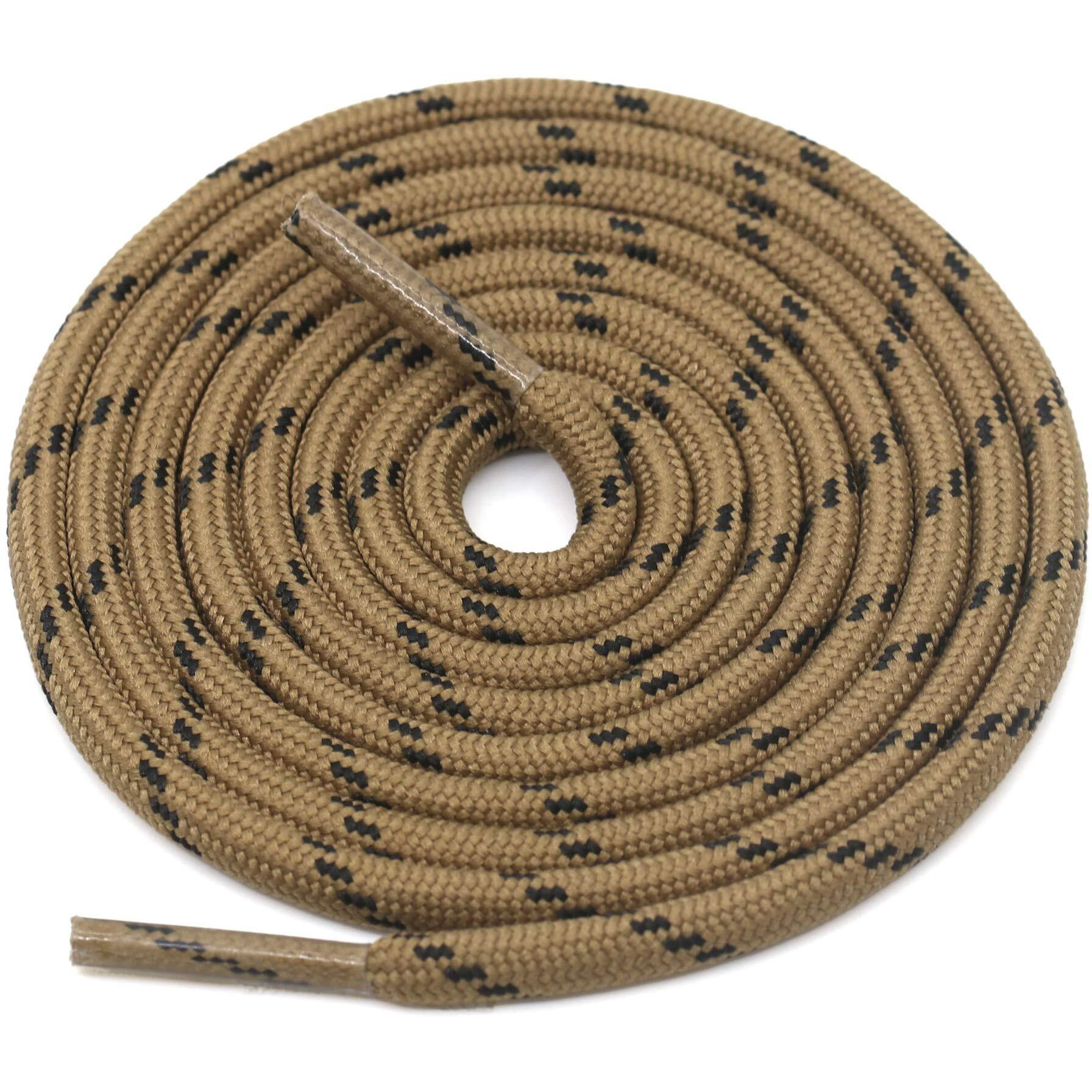 Delele 2 Pair Thick Round Climbing Shoelaces Light Brown Black Dots Hiking Shoe Laces Boot Laces 49 Inch
