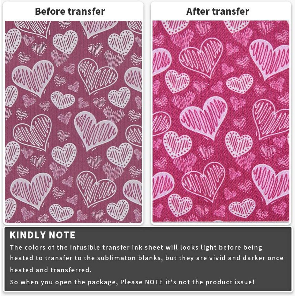 Valentine Infusible Transfer Ink Sheets, 12 Pcs 4.5&quotX 12" Pre-Printed Sublimation Paper For Diy Heat Press Mug, T- Shirts, Coasters