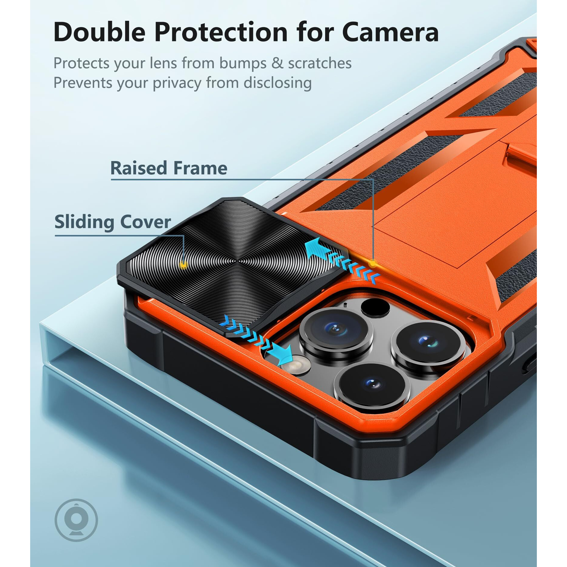 Soios For Iphone 13-Pro-Max Phone Case Military Grade Dropproof Protective Cell Phone Cover With Kickstand & Slider | Rugged Heavy Duty Rugged Protection Phonecase(Orange)