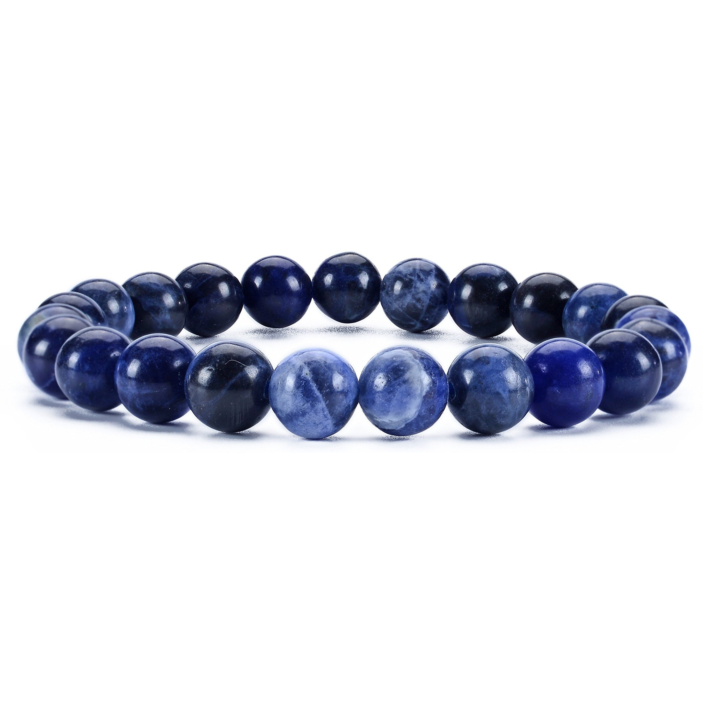 Cherry Tree Collection - Small, Medium, Large Sizes - Gemstone Beaded Bracelets For Women, Men, And Teens - 8Mm Round Beads (Sodalite - Large)