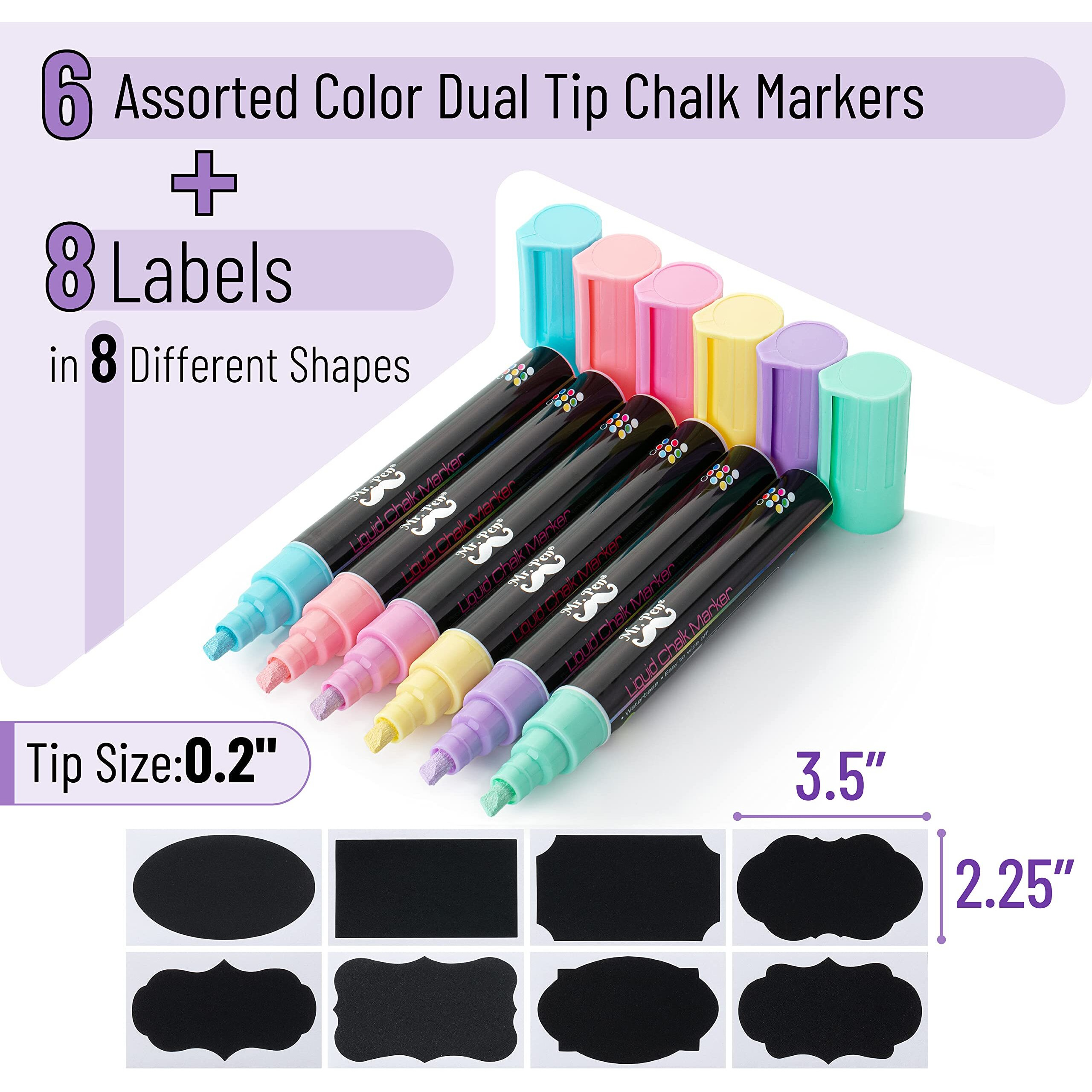 Mr. Pen- Chalk Markers, 6 Pack, Pastel Colors, 8 Labels, Chalkboard Markers, Liquid Chalk Markers, Chalk Markers For Chalkboard, Chalk Pens, Chalk Marker, Glass Markers, Liquid Chalk Markers Erasable