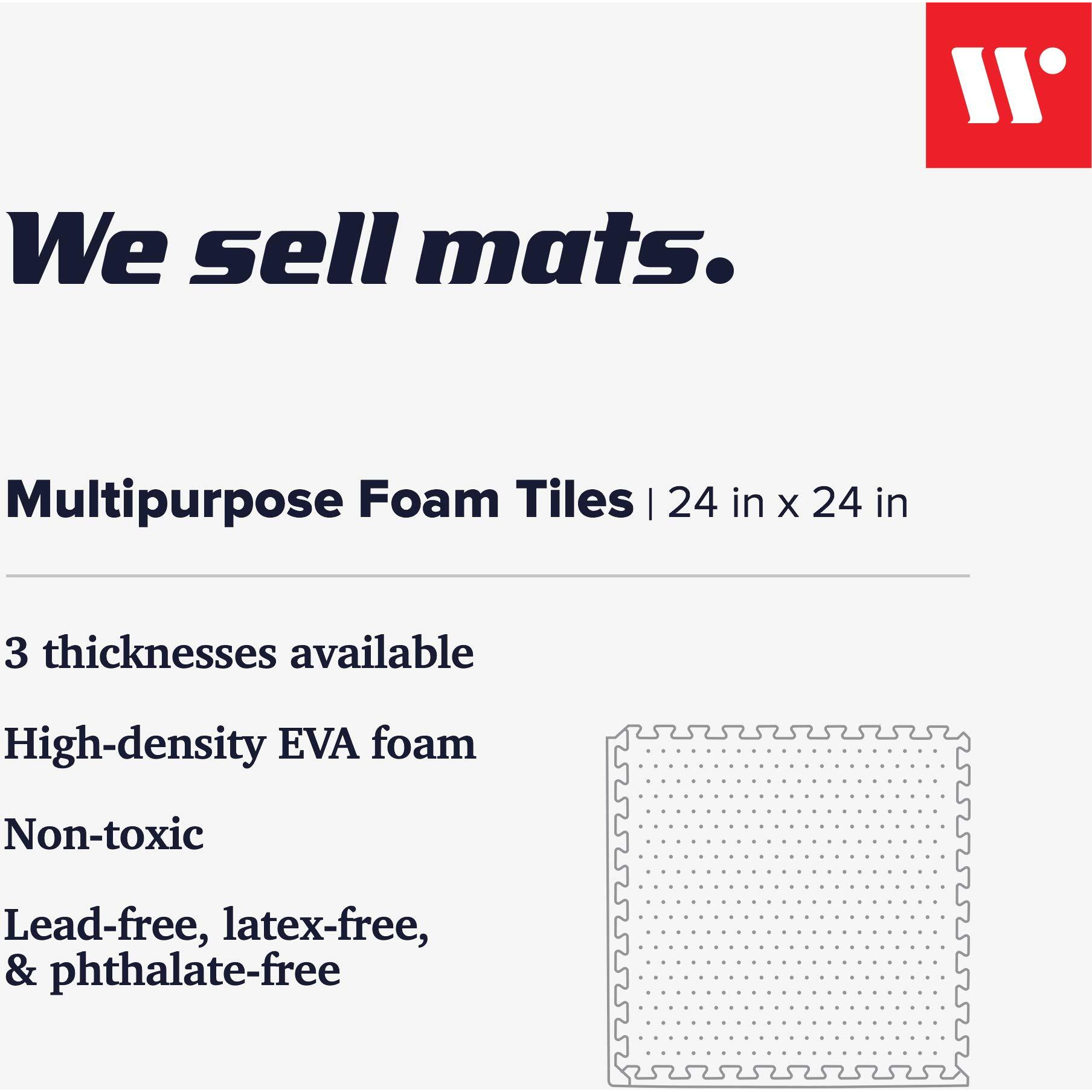 We Sell Mats Foam Interlocking Square Floor Tiles With Borders, (Each 2 X 2 Feet), 16 Sqft (4 Tiles + Borders) - Black