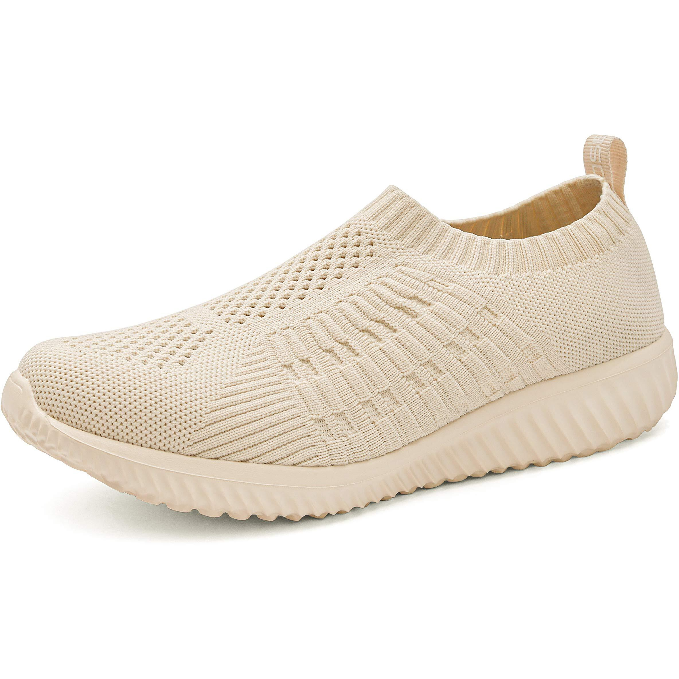 Tiosebon Women's Walking Shoes Lightweight Breathable Yoga Travel Sneakers 11 Us Beige