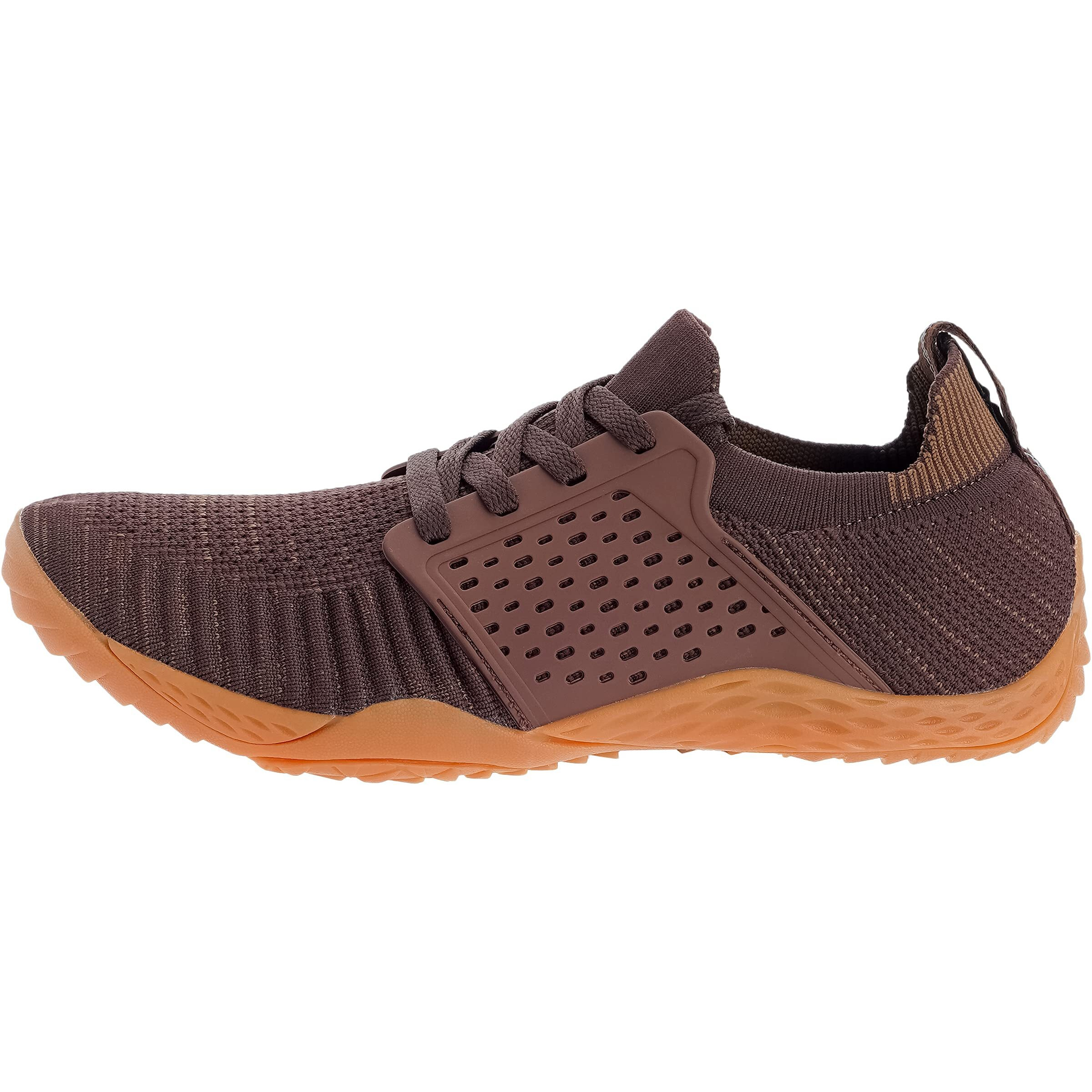 Whitin Women's Low Zero Drop Shoes Minimalist Barefoot Trail Running Camping Size 10 Sneaker Female Hiking Wide Toe Box Workout Tennis Brown/Gum 41