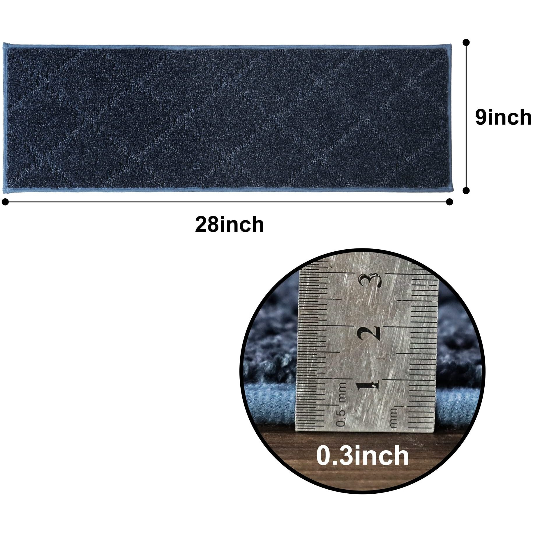 Cosy Homeer Edging Stair Treads Non-Slip Carpet Mat 28Inx9In Indoor Stair Runners For Wooden Steps, Edging Stair Rugs For Kids And Dogs, 100% Polyester Tpe Backing (7Pc, Navy)
