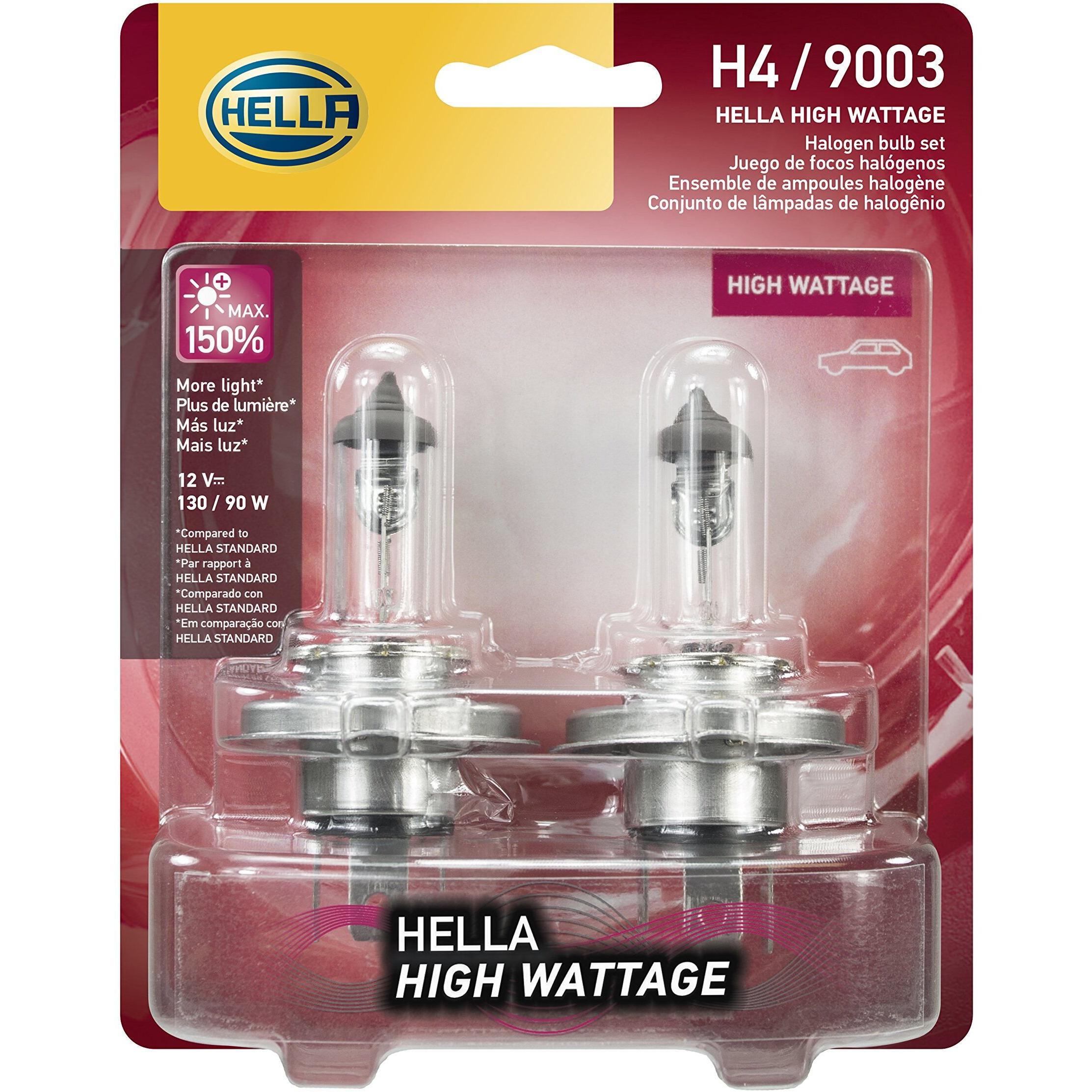 Hella H4 13090Wtb High Wattage Bulbs, 12V