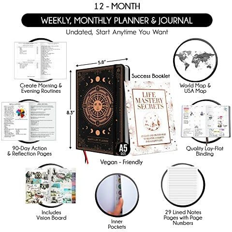 Life And Goal Planner - Undated Daily, Weekly & Monthly Planner For Passion, Organizer, Increase Productivity, Purpose, Success & Happiness, Journal, Agenda, To Do List, Business Planner, Notes, Appointment Book, Undated Planner Start Anytime