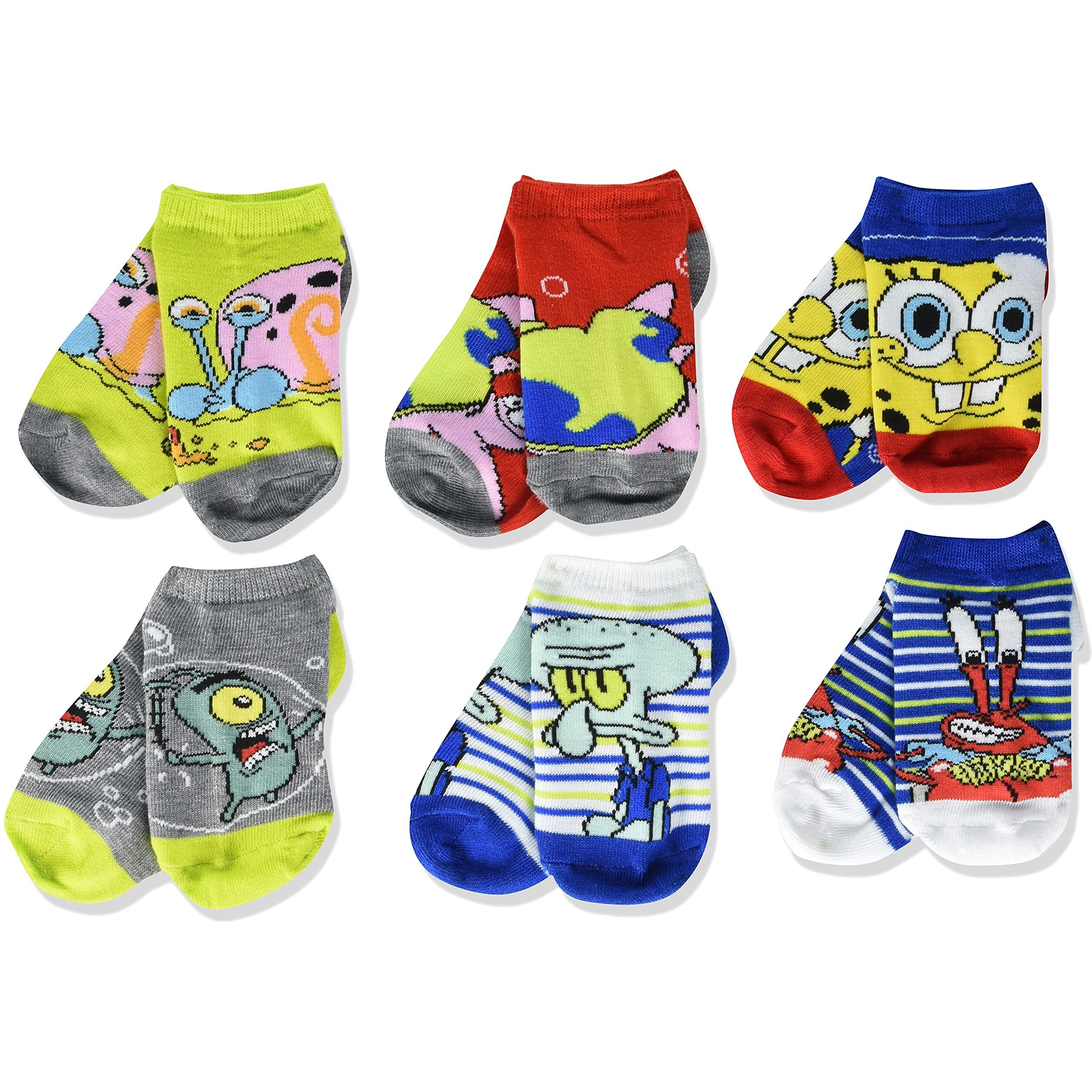 Nickelodeon Spongebob Squarepants Boys No Show Socks, Blue, Medium