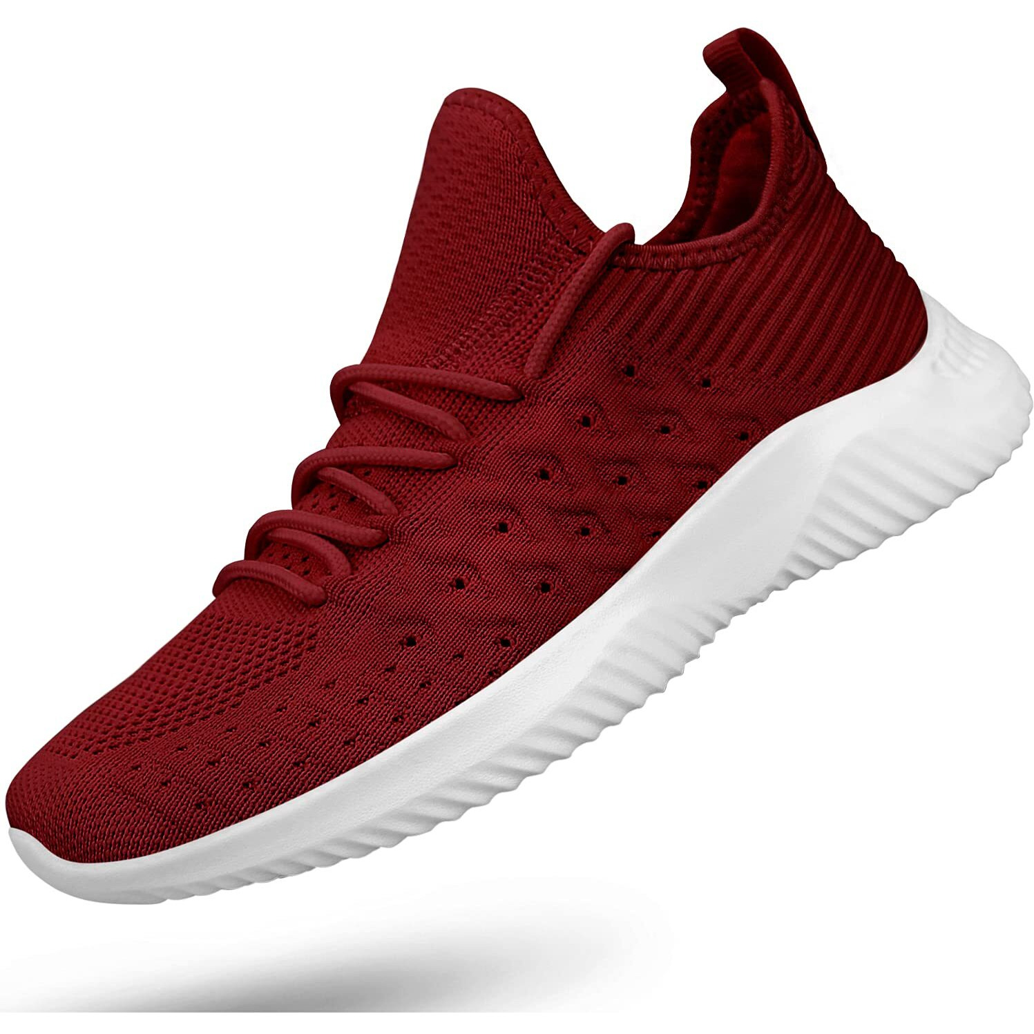 Feethit Womens Slip On WalkingShoes Non Slip Running Shoes Breathable Workout Shoes Lightweight Gym Sneakers Burgundy Size 8