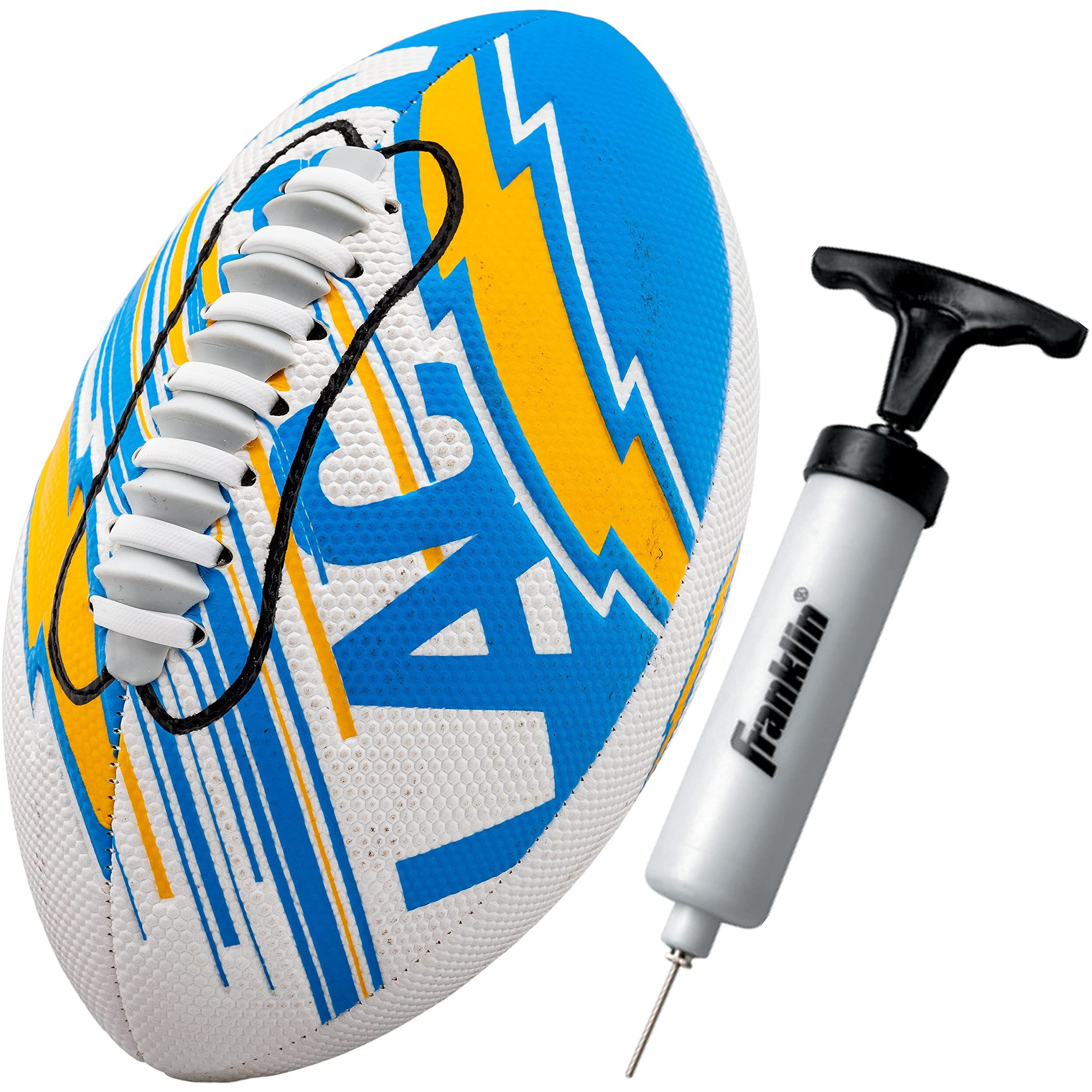 Franklin Sports Nfl Los Angeles Chargers Football - Youth Mini Football - 8.5 Football- Spacelace Easy Grip Texture- Perfect For Kids