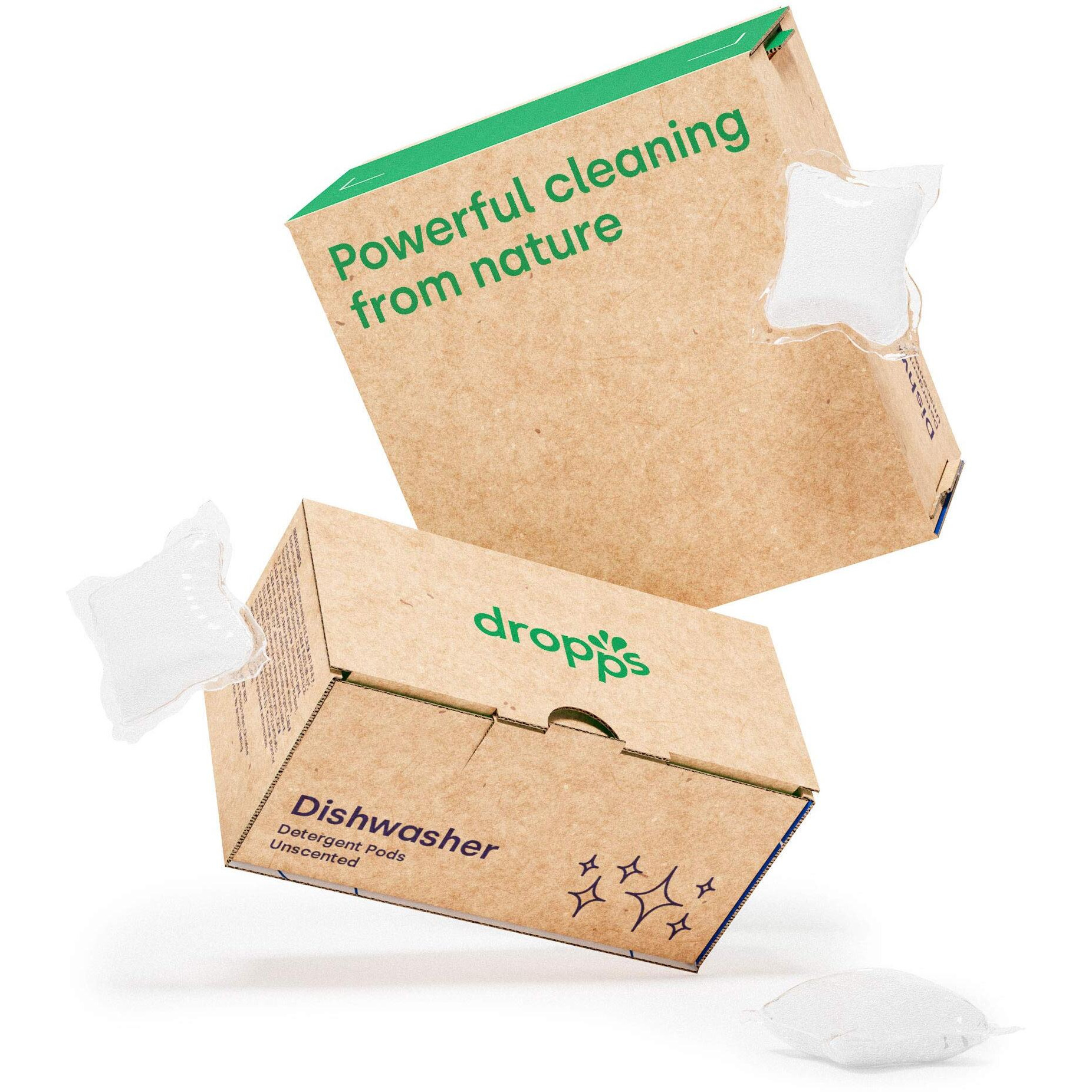 Dropps Dishwasher Detergent Pods Unscented 64 Count Powers Away Baked On Food No Pre-Wash Powered By Natural Mineral-Based Ingredients Low Waste Packaging