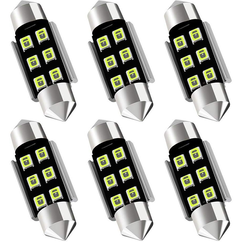 Auxlight 6418 6411 De3425 C5W De3423 36Mm 1.42Afestoon Canbus Error Free Led Interior Light Bulbs Ice Blue, Super Bright 6Smd Chips For Dome Map Door Courtesy License Plate Lights (Pack Of 6)