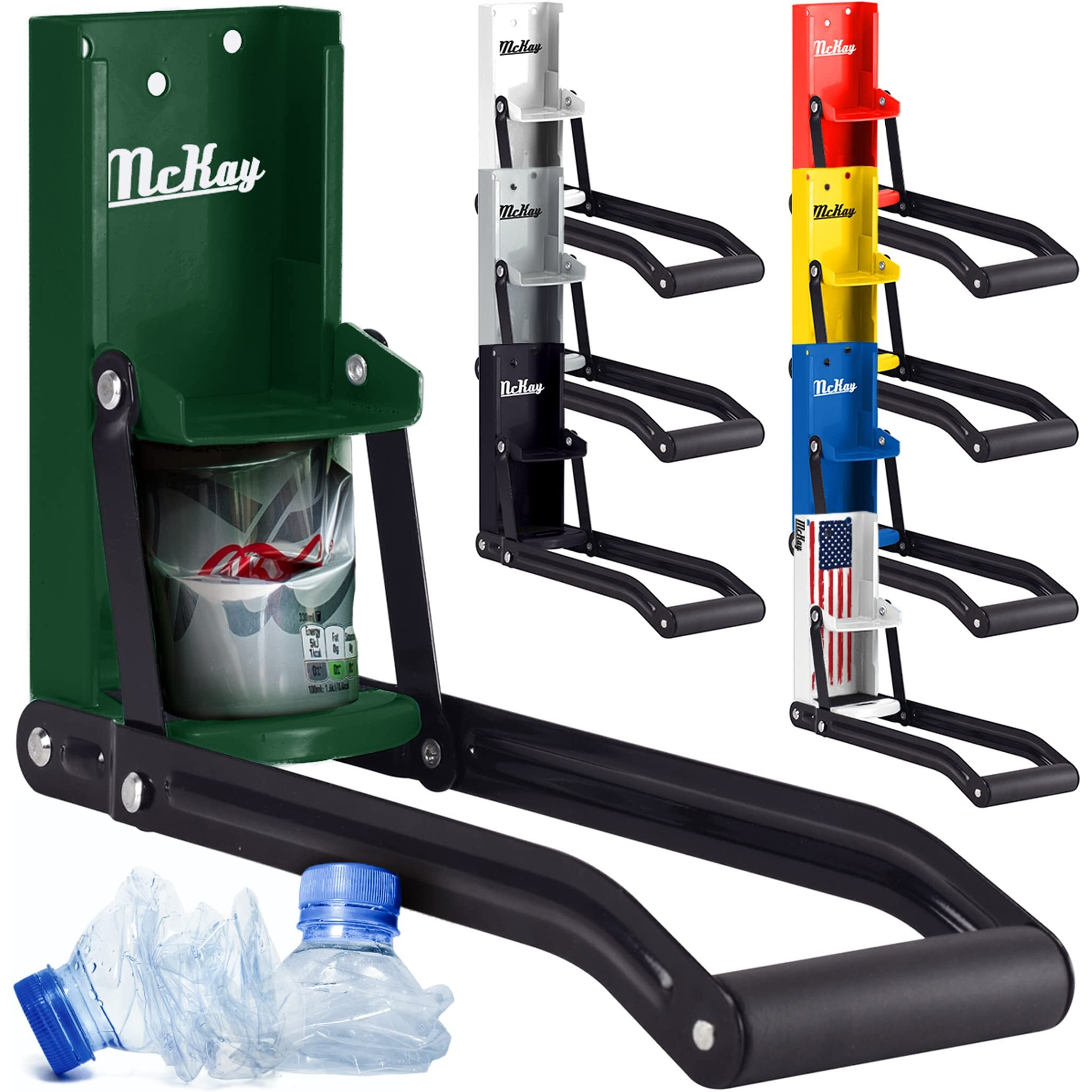 Mckay 16 Oz. Metal Can Crusher, Heavy-Duty Wall-Mounted Smasher For Aluminum Seltzer, Soda, Beer Cans And Bottles For Recycling - Hunter Green