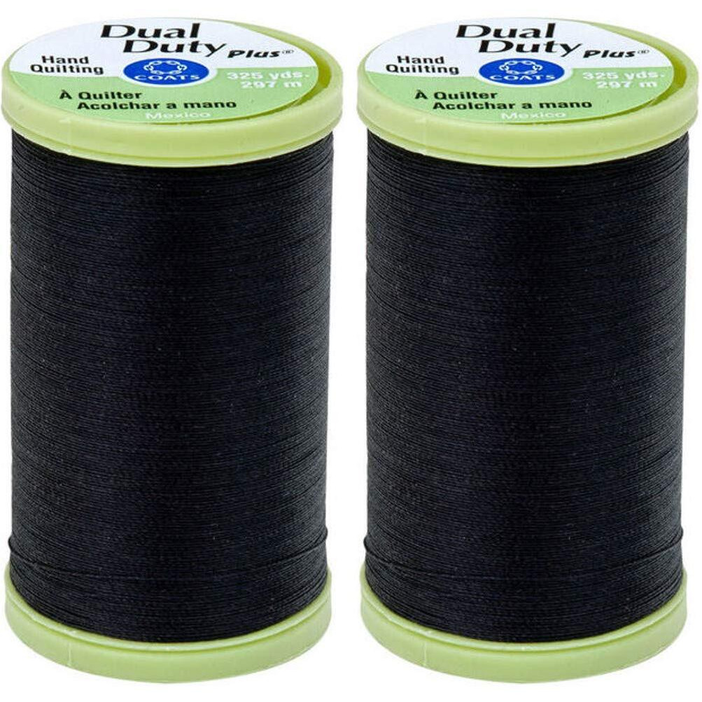 2-Pack Bundle Coats & Clark Dual Duty Plus Hand Quilting Thread 325Yds Black S960-0900