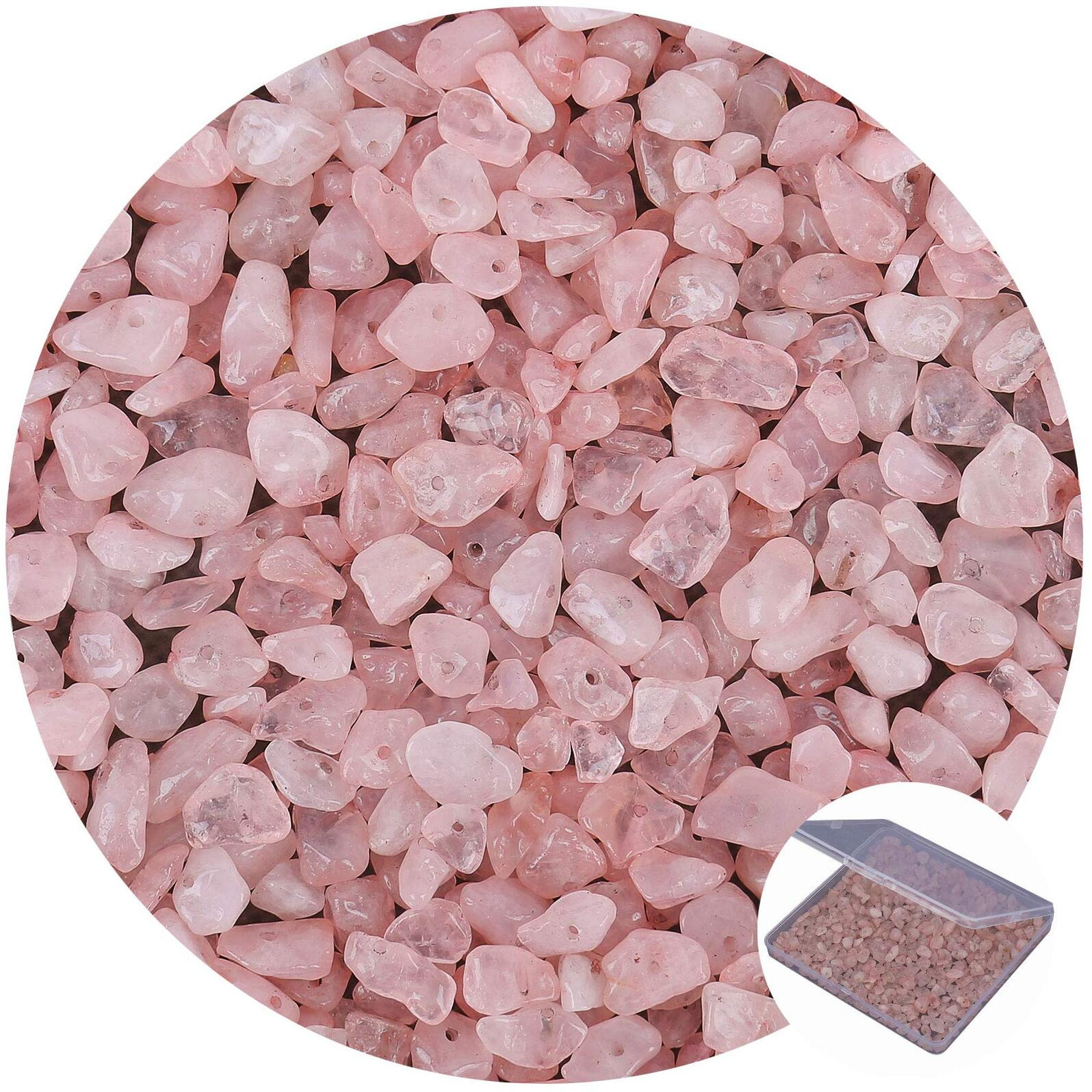 456 Pcs Natural Chip Stone Beads, 5-8Mm Irregular Multicolor Gemstones Loose Crystal Healing Pink Quartz Rocks With Hole For Jewelry Making Diy Crafts