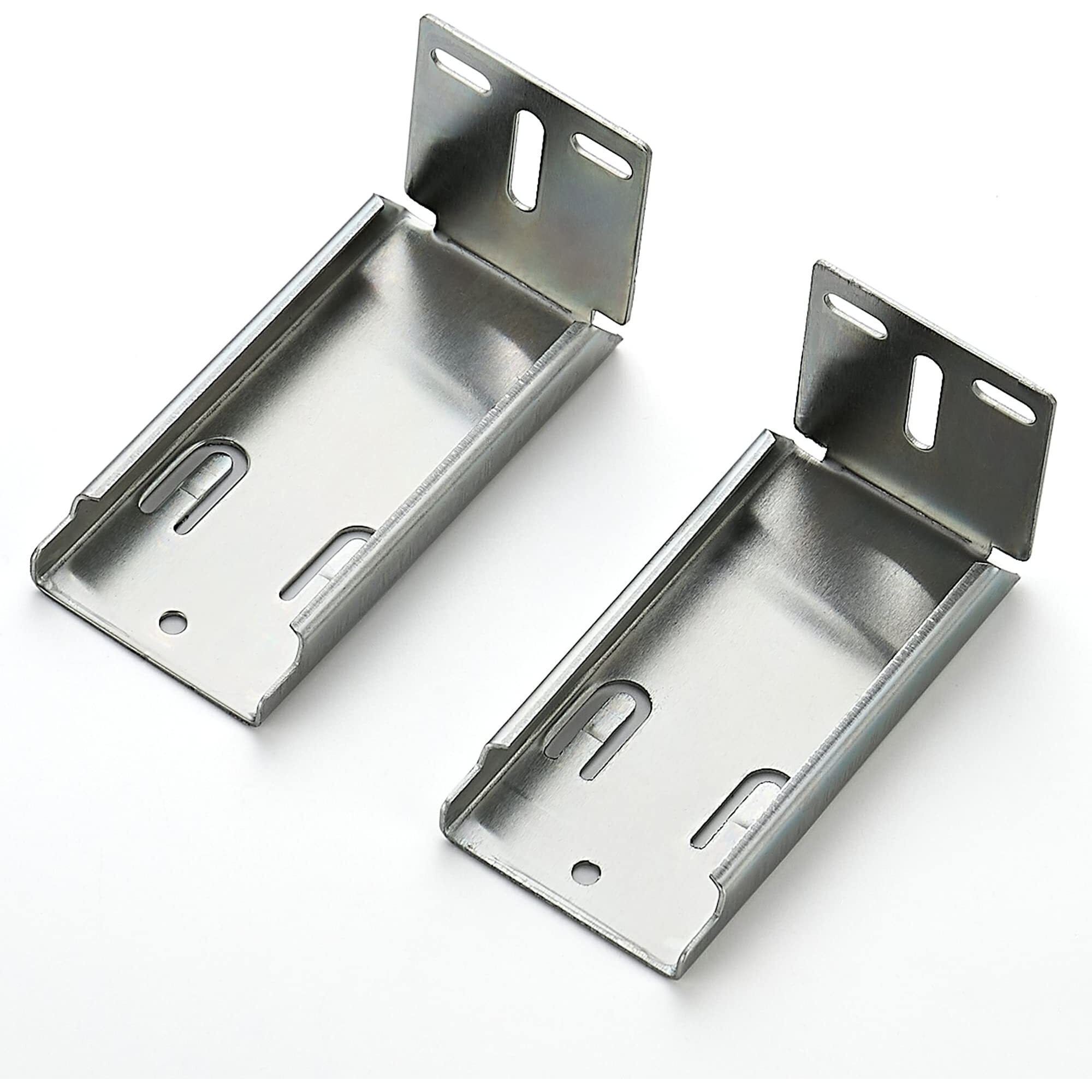 5 Pairs - 10 Pack Silver Heavy Duty Rear Mount Brackets For Soft Close Cabinet Drawer Slides, Metal Replacement Part For Full Extension Ball Bearing Side Mount Drawer Track Guide