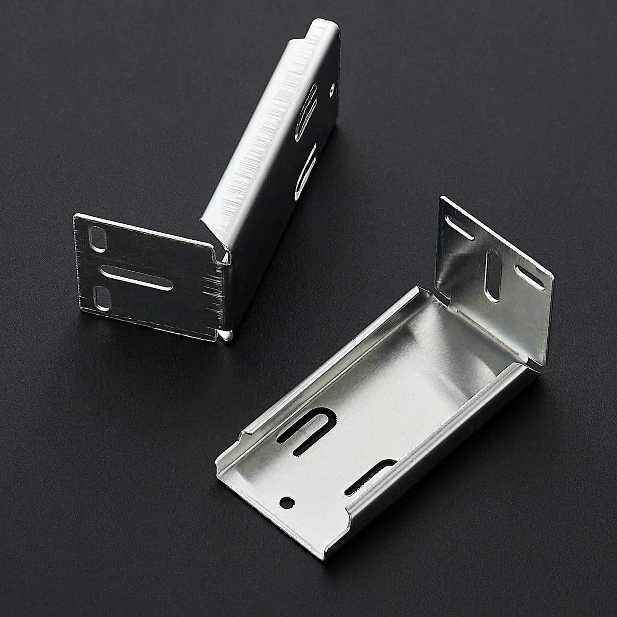 5 Pairs - 10 Pack Silver Heavy Duty Rear Mount Brackets For Soft Close Cabinet Drawer Slides, Metal Replacement Part For Full Extension Ball Bearing Side Mount Drawer Track Guide