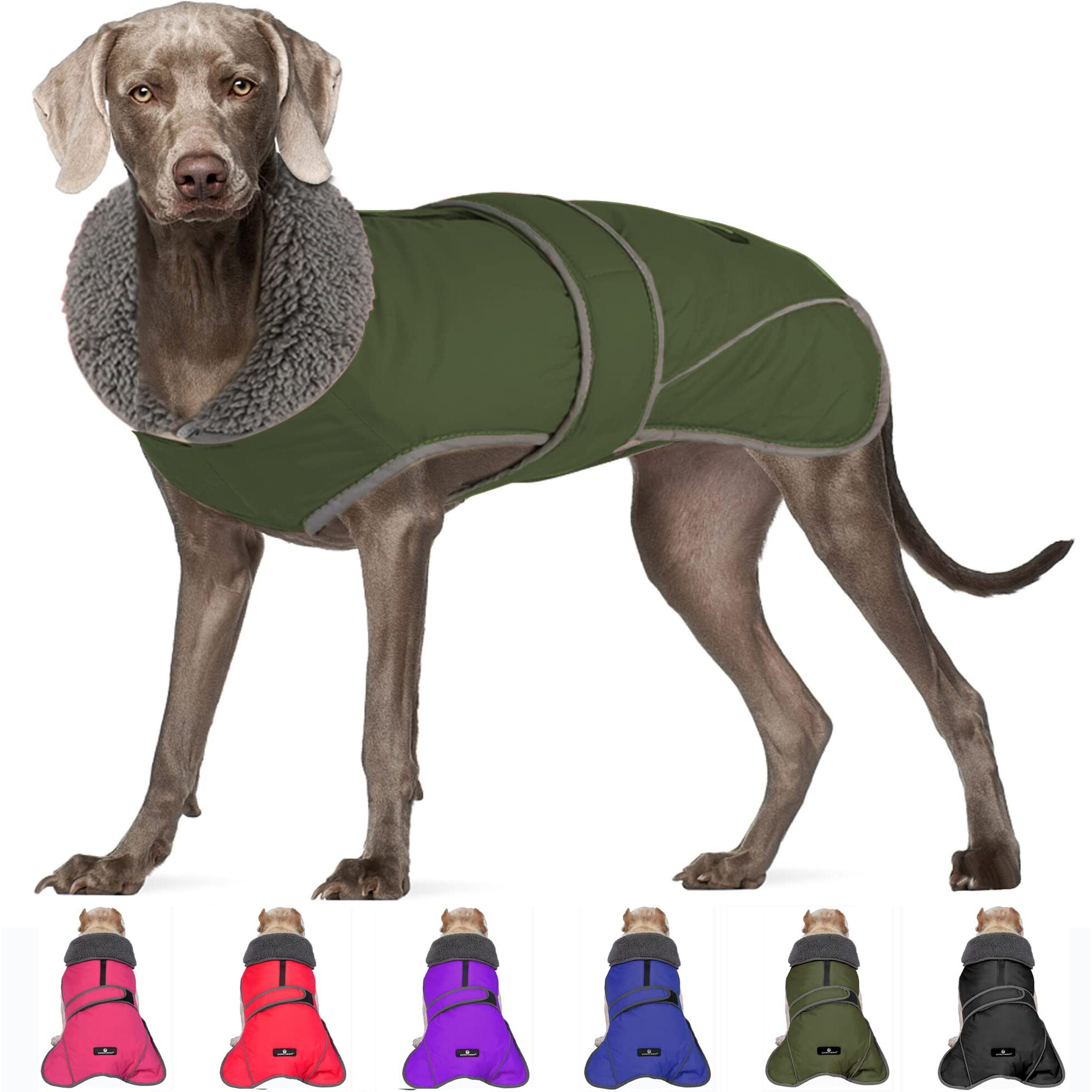 Dogcheer Dog Winter Coat,Fleece Collar Jacket Warm Vest Reflective Adjustable Sweater For Cold Weather,Windproof Waterproof Snow Coat For Small Medium Large Dogs,Xxxl(Chest Girth 346-453,Back 287)