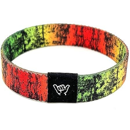 Hang Loose Bands Surfer Beach Bracelets, Christmas Gift For Men, Women & Teens - Stocking Stuffer - Boho Reversible Wristband - Adjustable Festival Accessories & Friendship Jewelry Bracelet, Rad Rasta - Medium 7.5" Length (For Large Wrists)