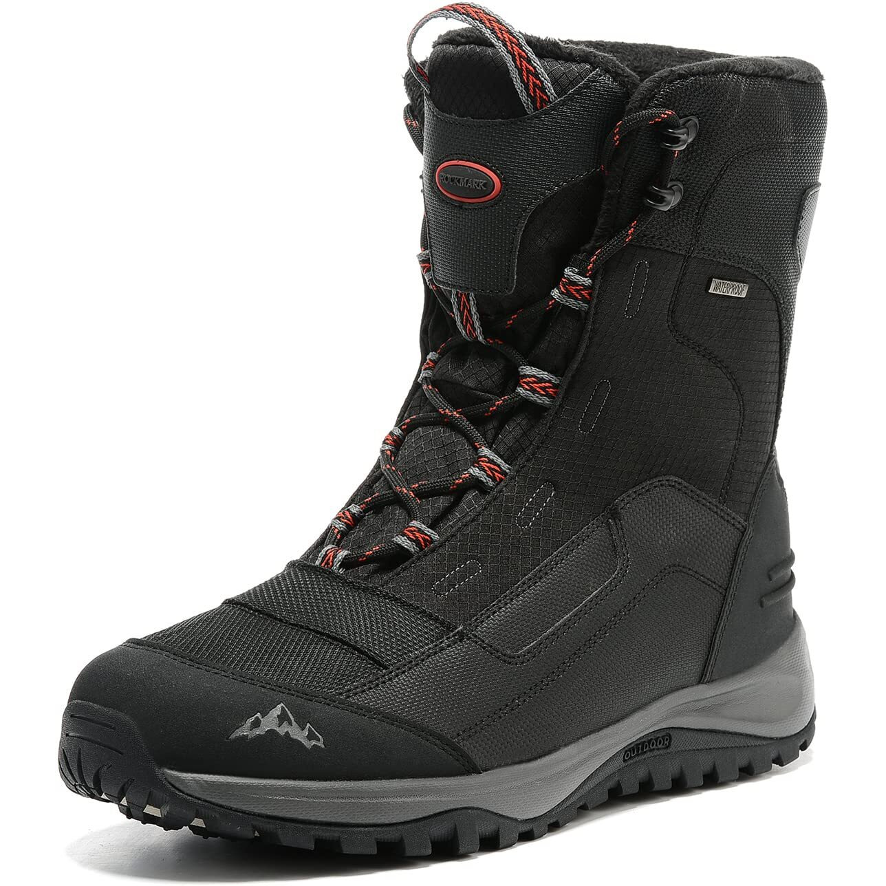 Rockmark Men's Winter Snow Boots Outdoor Warm Mid Calf Waterproof Durable Boot Non-Slip Warm Climbing Shoes(8, Grey)