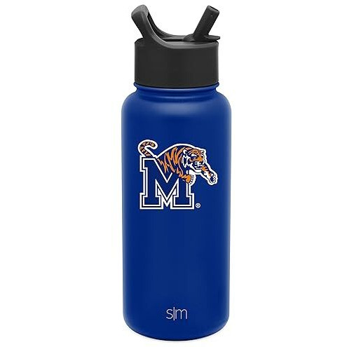 Simple Modern Officially Licensed Collegiate Memphis Tigers Water Bottle With Straw Lid | Vacuum Insulated Stainless Steel 32Oz Thermos | Summit Collection | University Of Memphis