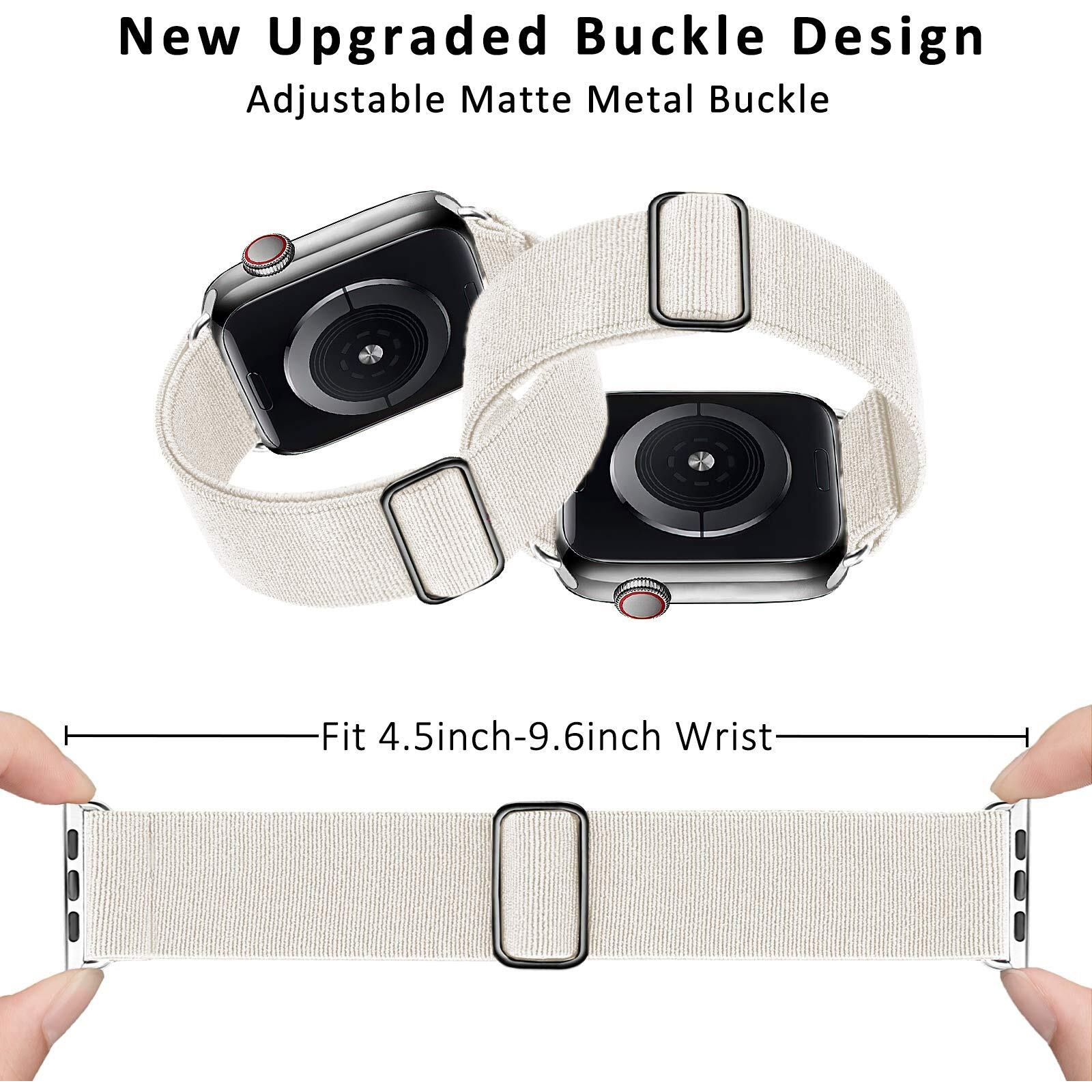 Greatfine Stretchy Solo Loop Strap Compatible With Apple Watch Bands 38Mm 40Mm,Elastic Nylon Braided Band&Adjustable Buckle Women Men Sport Watch Bands For Iwatch Series 6/5/4/3/2/1 Se(White-38/40)