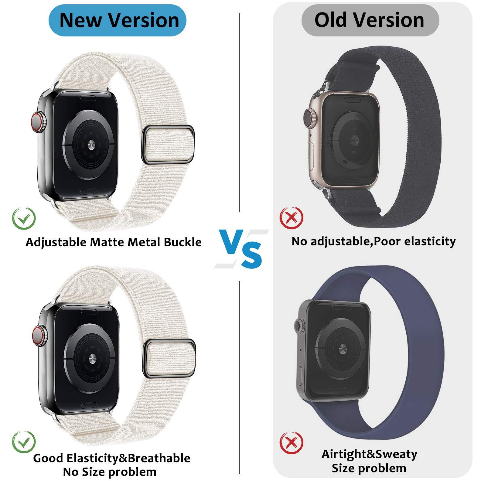 Greatfine Stretchy Solo Loop Strap Compatible With Apple Watch Bands 38Mm 40Mm,Elastic Nylon Braided Band&Adjustable Buckle Women Men Sport Watch Bands For Iwatch Series 6/5/4/3/2/1 Se(White-38/40)