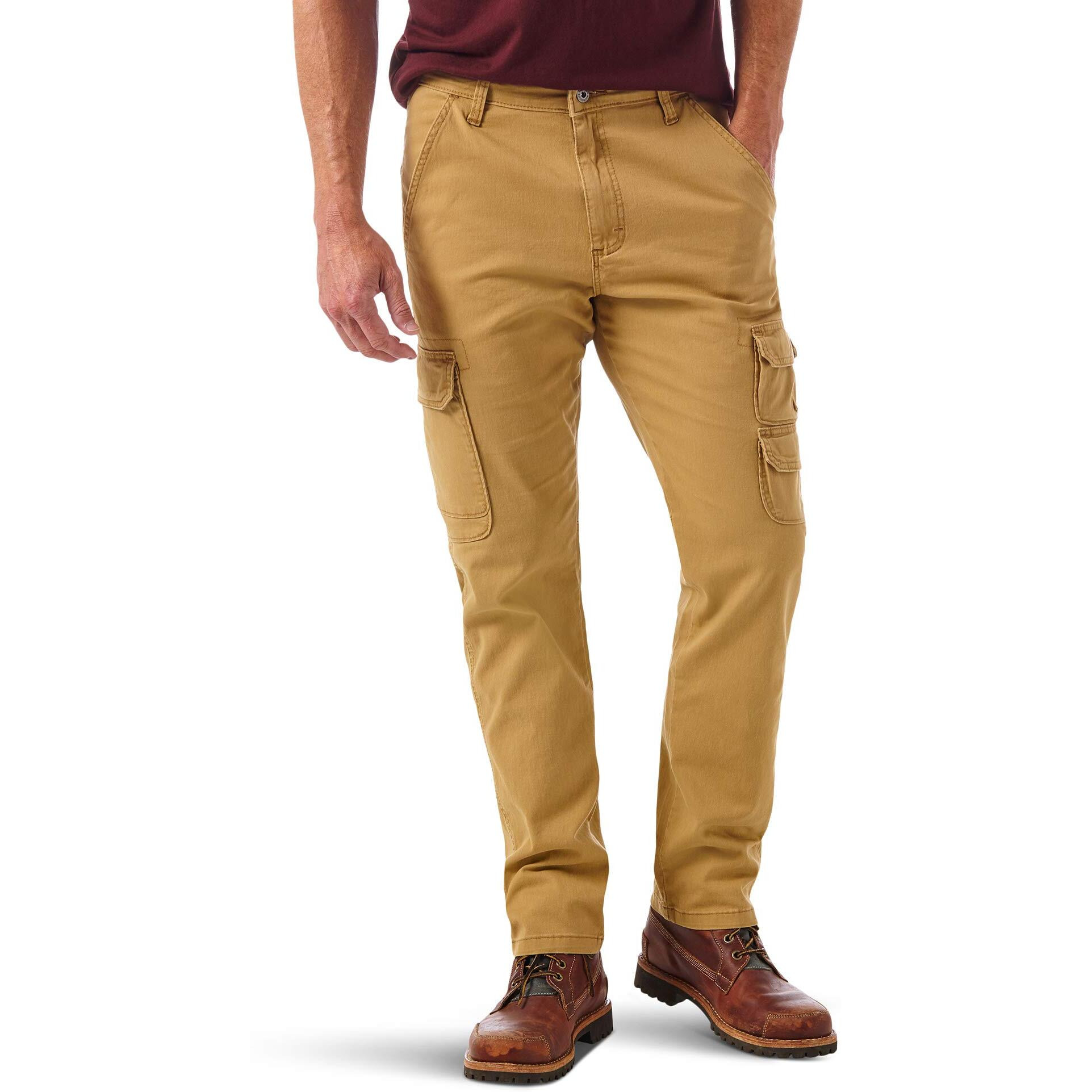 Wrangler Authentics Mens Regular Tapered Cargo Pants, Brushed Almond, 32W X 32L Us
