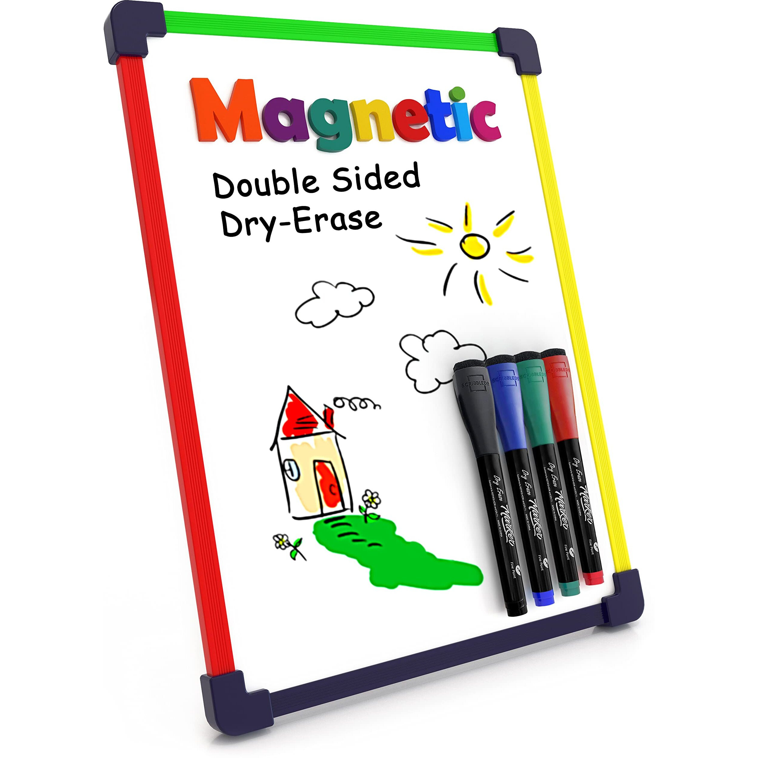 Small White Board Dry Erase Board For Kids Portable 9X12 Lapboard Travel Drawing Magnetic Mini Whiteboard For Students Teachers School Supplies Small Dry Erase Board For Kids 4 Markers Included