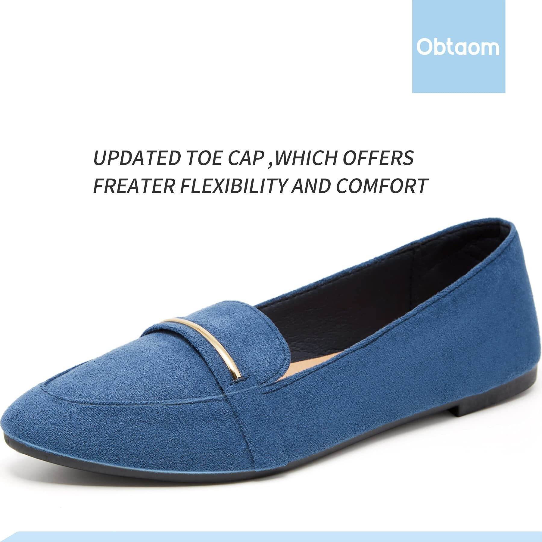 Women's Pointy Toe Loafer Flat Comfortable Faux Suede Work Shoes,Cute Penny Loafer Slip On Ballet Flat(Navy Us9)