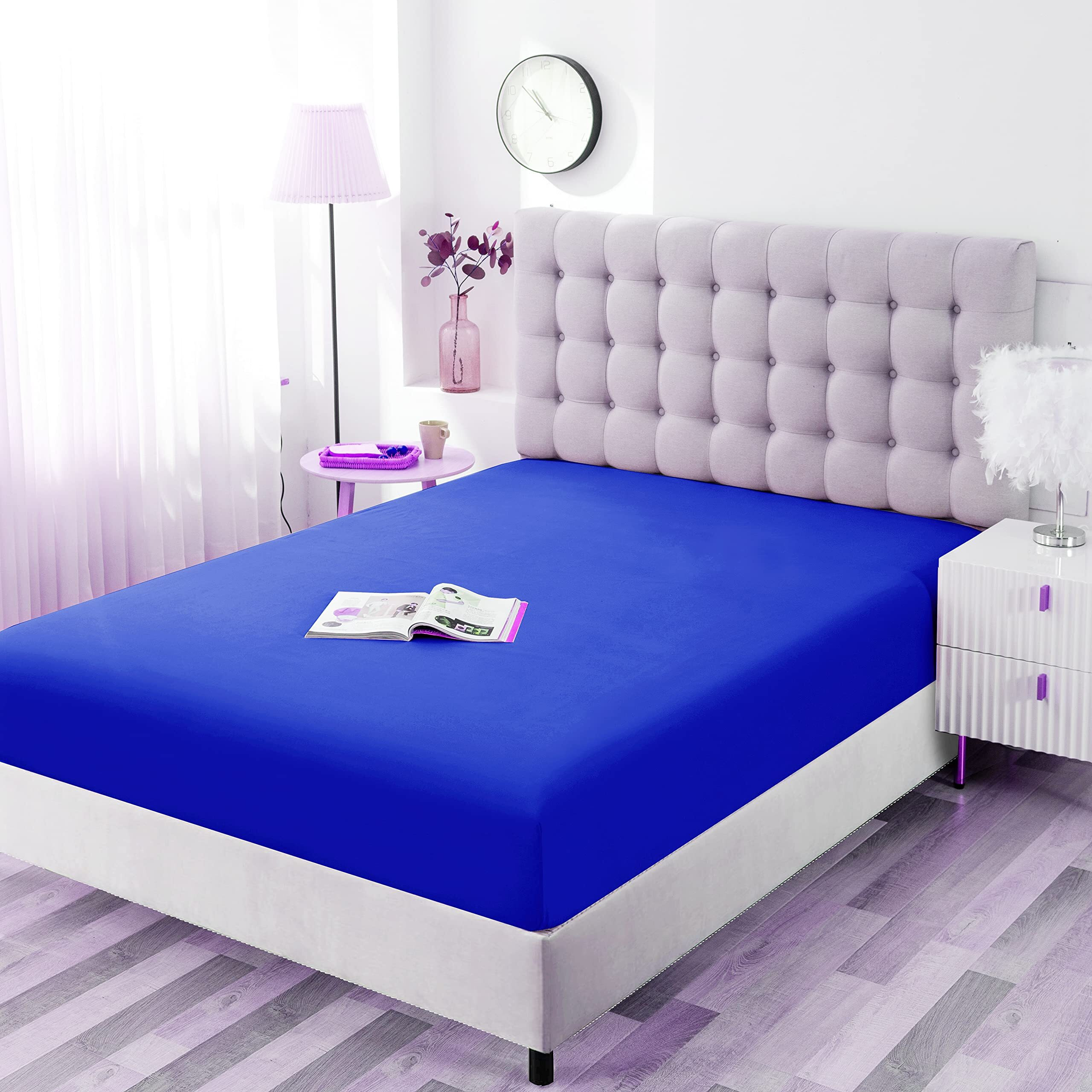 Sfoothome Single Fitted Sheet (Full - Royal Blue) - Deep Pocket Brushed Velvety Microfiber, Breathable, Extra Soft And Comfortable - Wrinkle, Fade, Stain And Abrasion Resistant