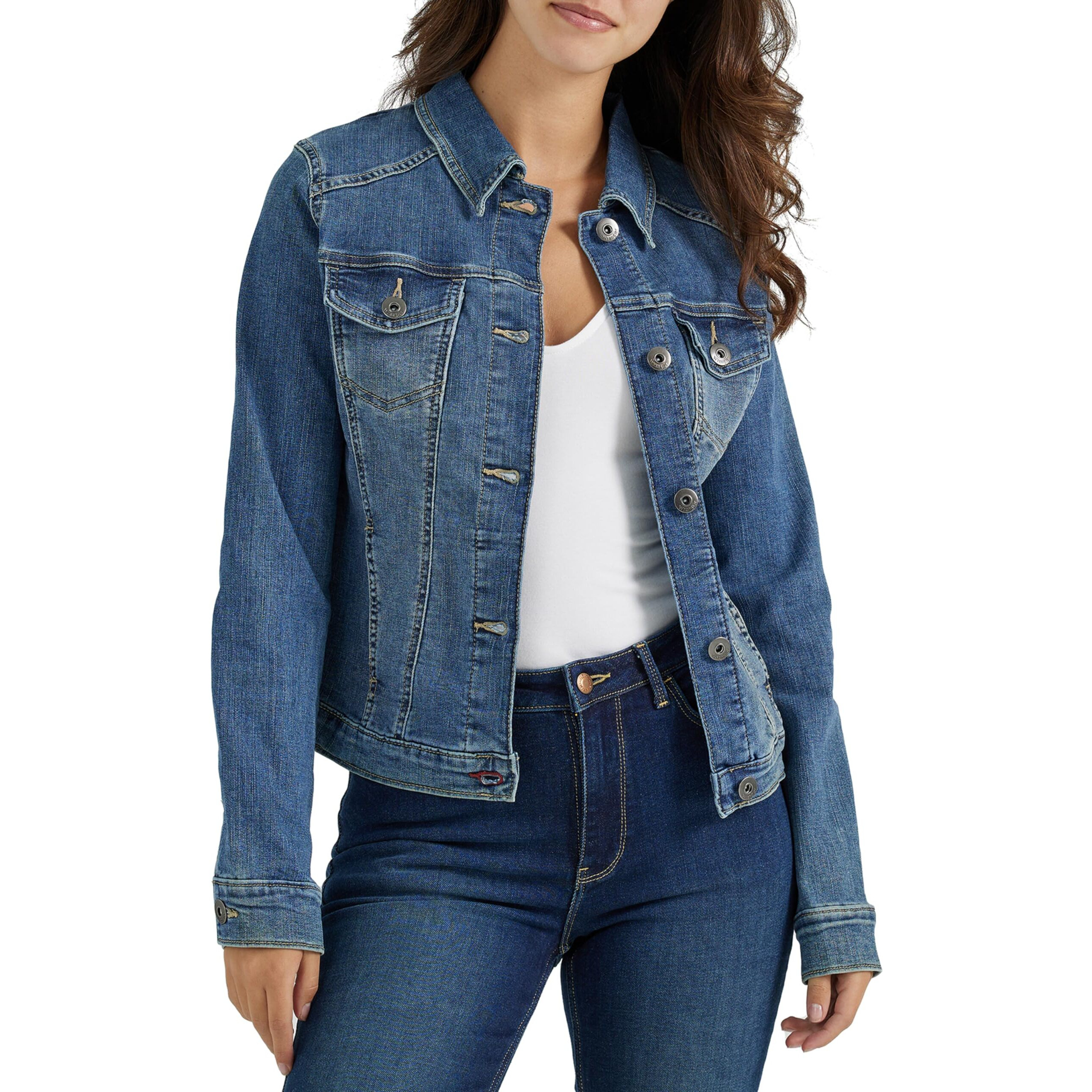 Wrangler Authentics Women's Stretch Denim Jacket, Blue, Medium